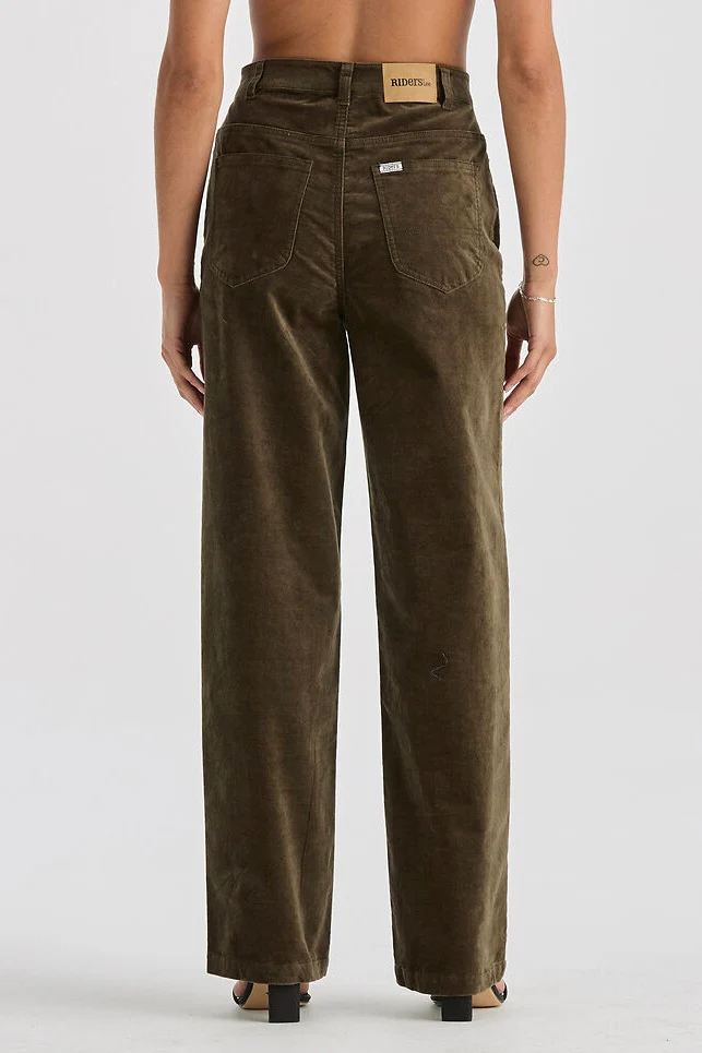 Hi Wide Deep Olive Cord Pant - Image 5