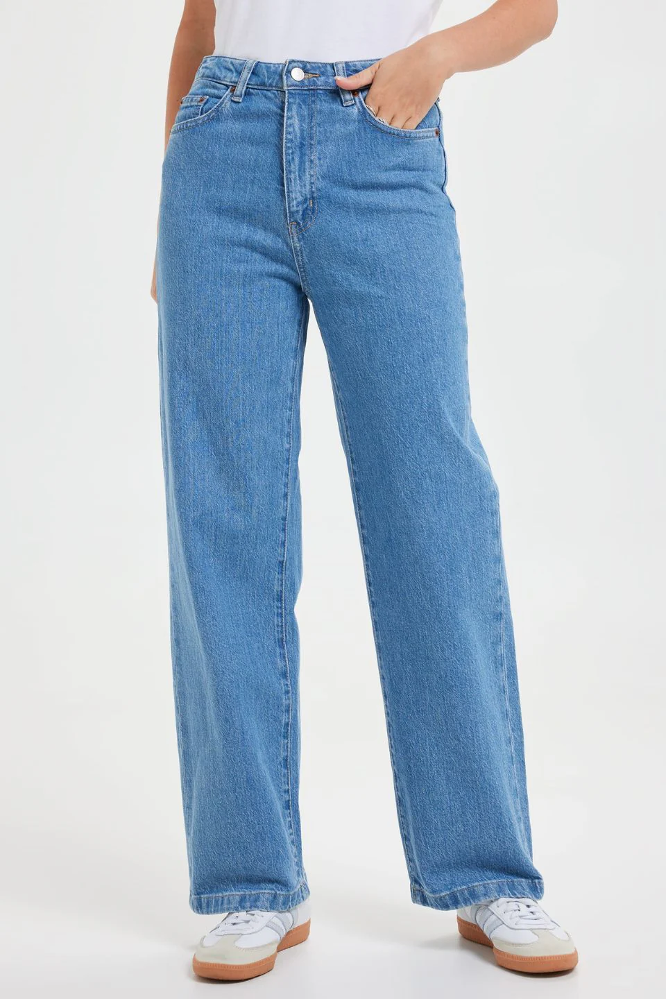 Hi Wide Worn In Blue Jean