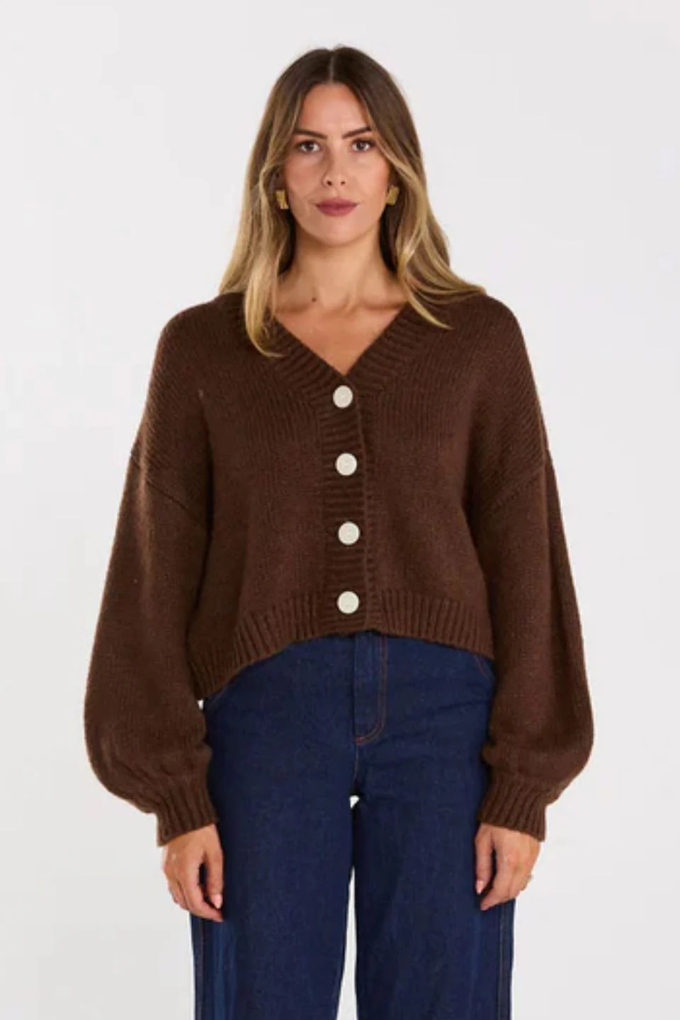Huddle Chocolate Wool Blend Cardigan