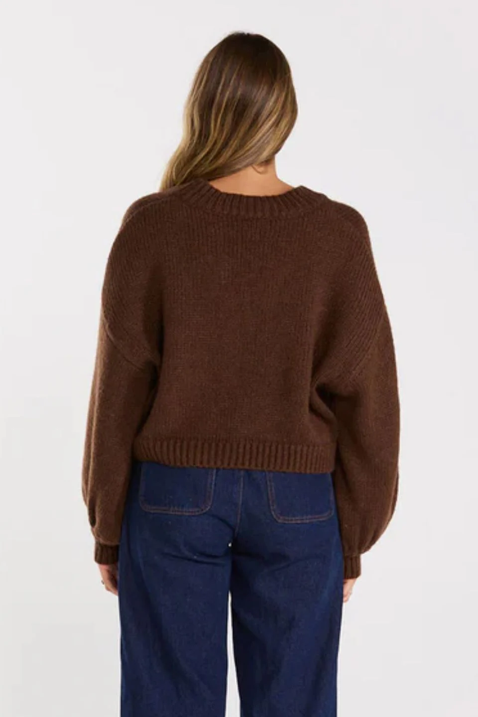 Huddle Chocolate Wool Blend Cardigan - Image 4