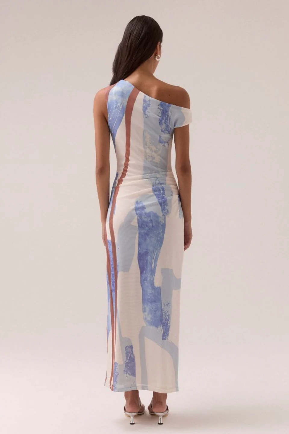 Hunter Blue Spice Mesh Off Shoulder Maxi Dress - Image 4