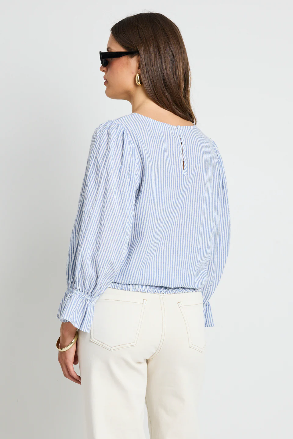 Imagine Blue Stripe Shirred Back LS Top - Image 5