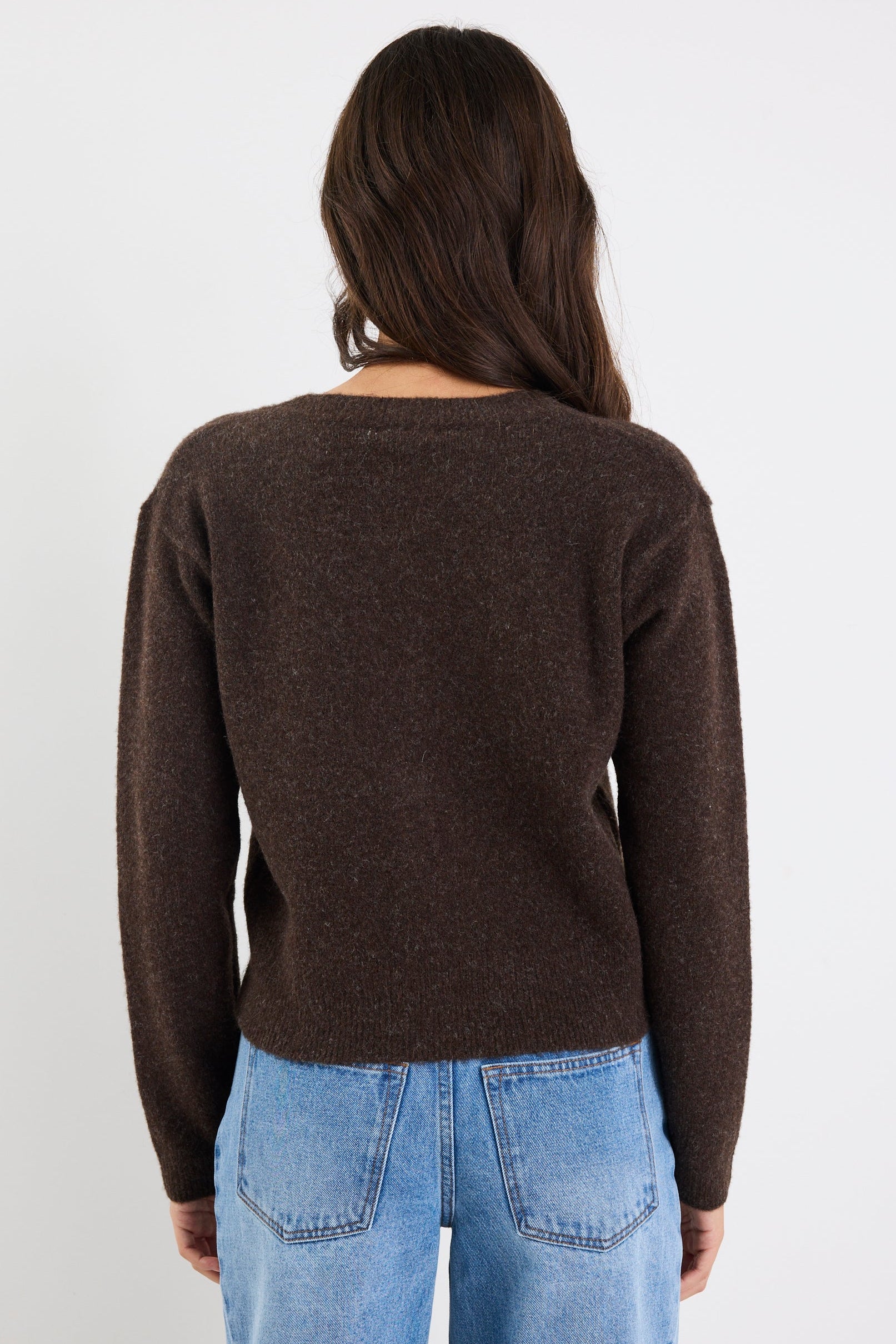 Imprint Chocolate Soft Knit Crewneck Cardigan - Image 6