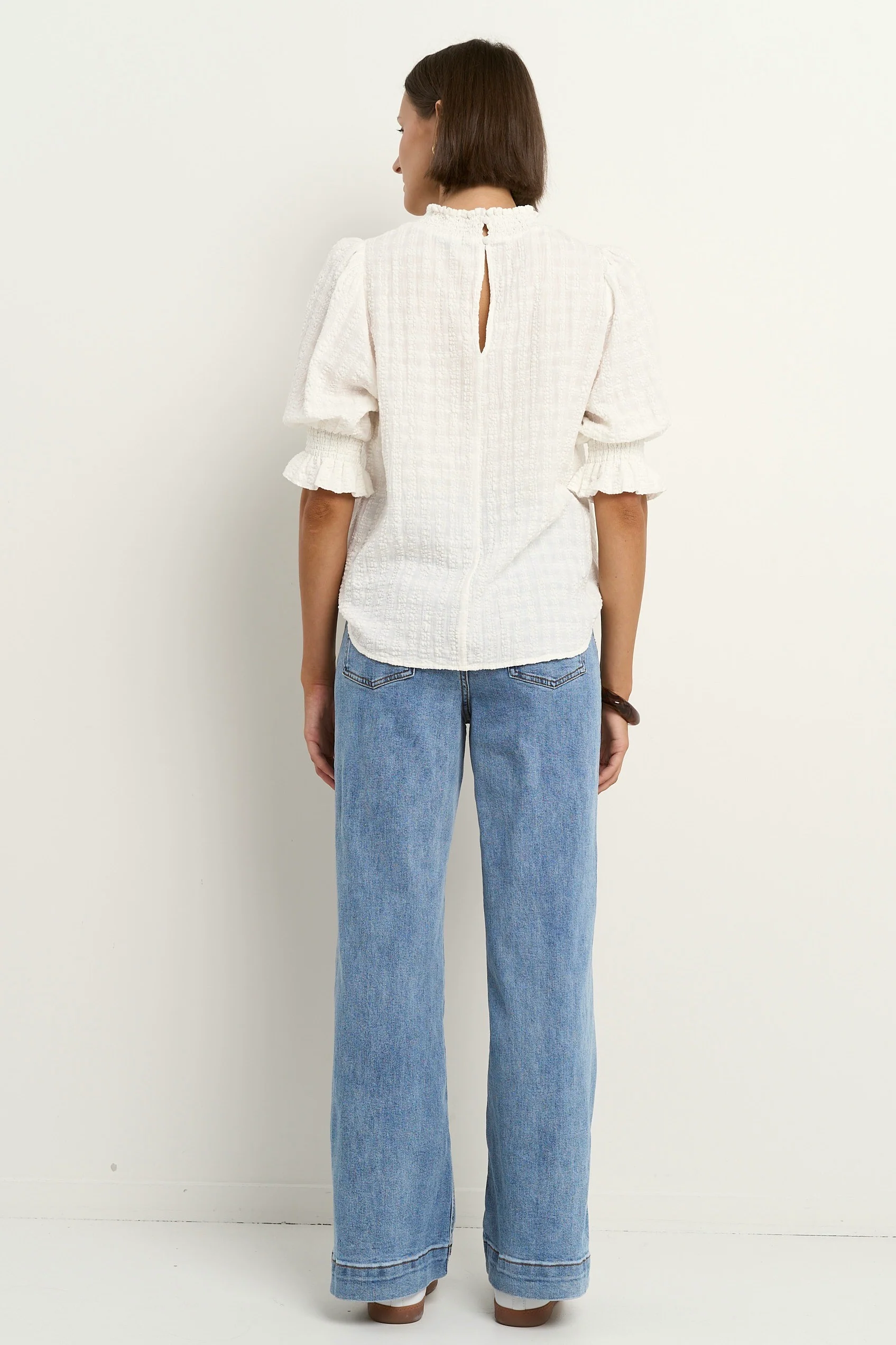 Influential Ivory Texture High Neck Top - Image 3