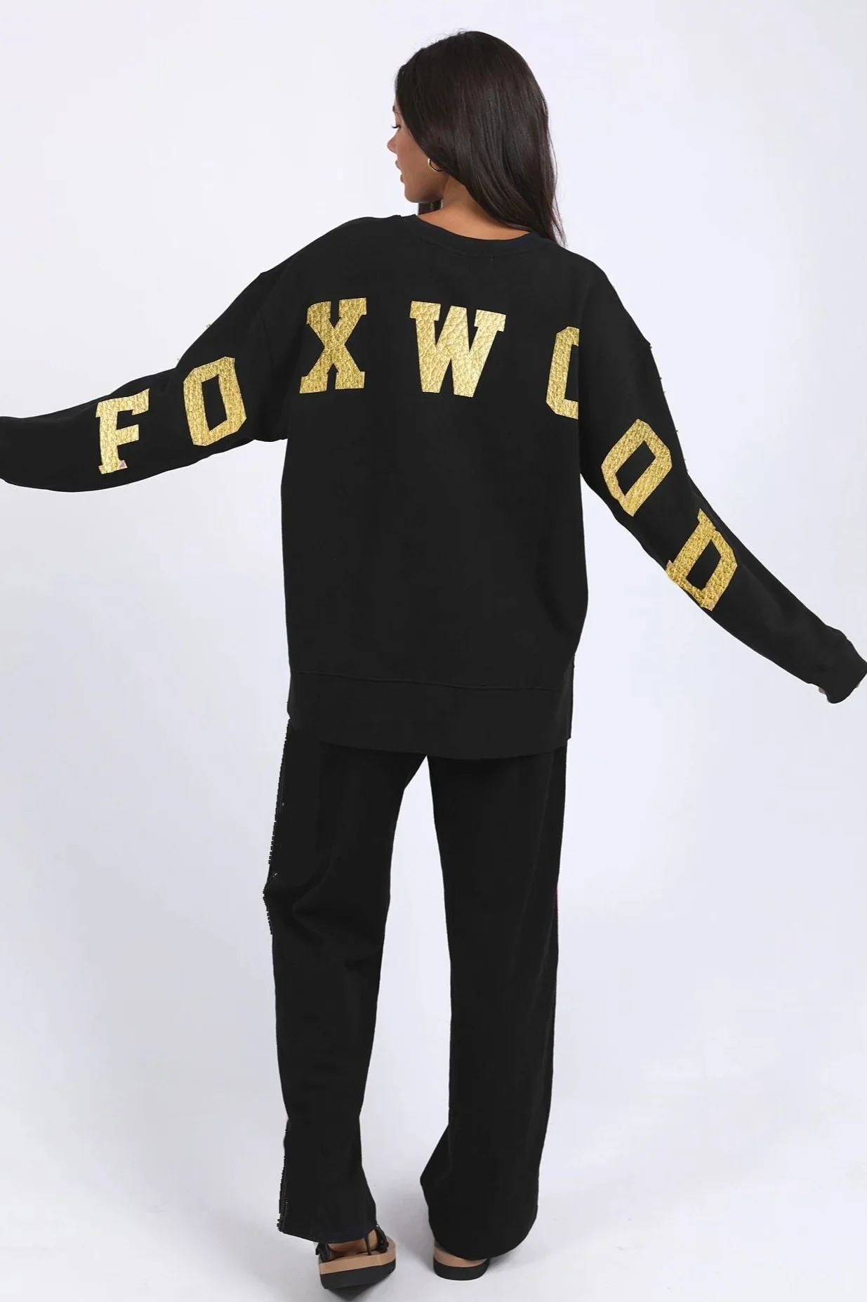 Interval Metallic Black with Gold Print Crew - Image 2