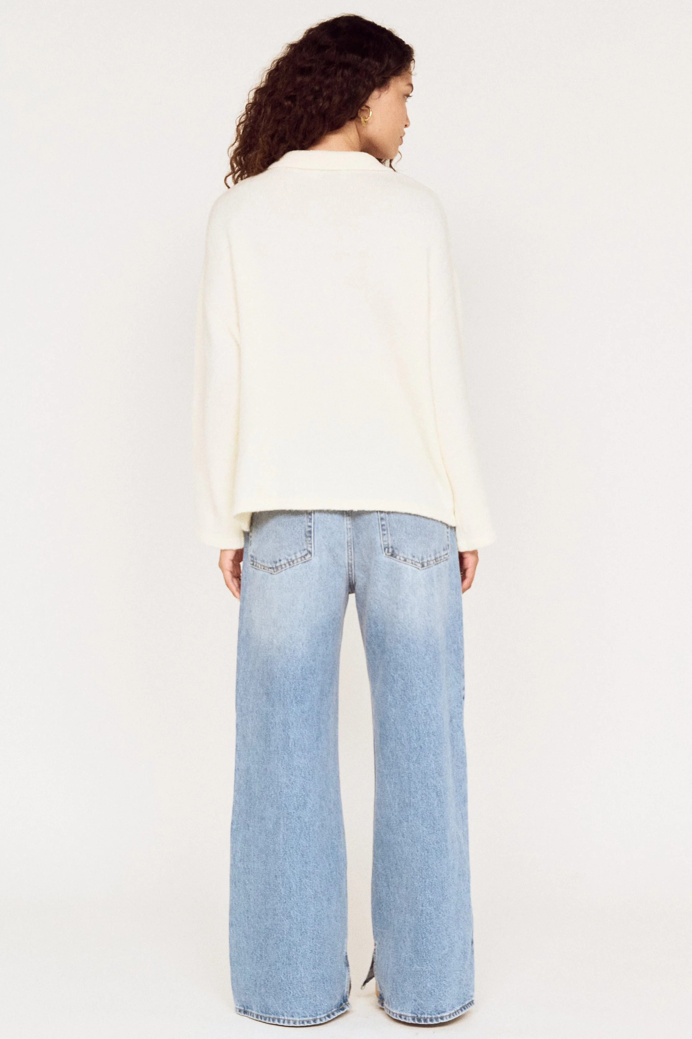 Isla Cream Gold Button Polo Knit - Image 4