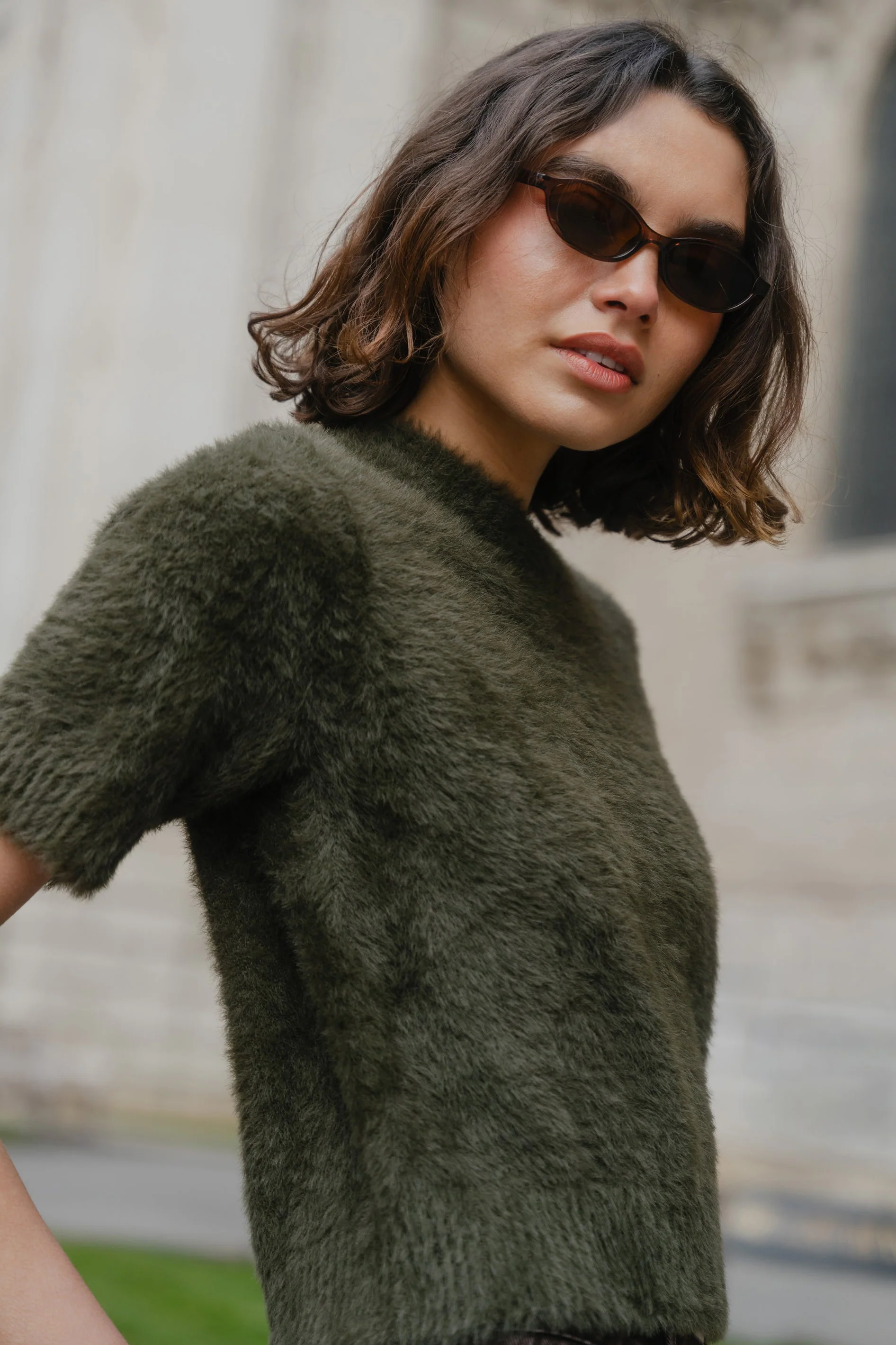 Issue Khaki Fluffy Soft Knit Tee