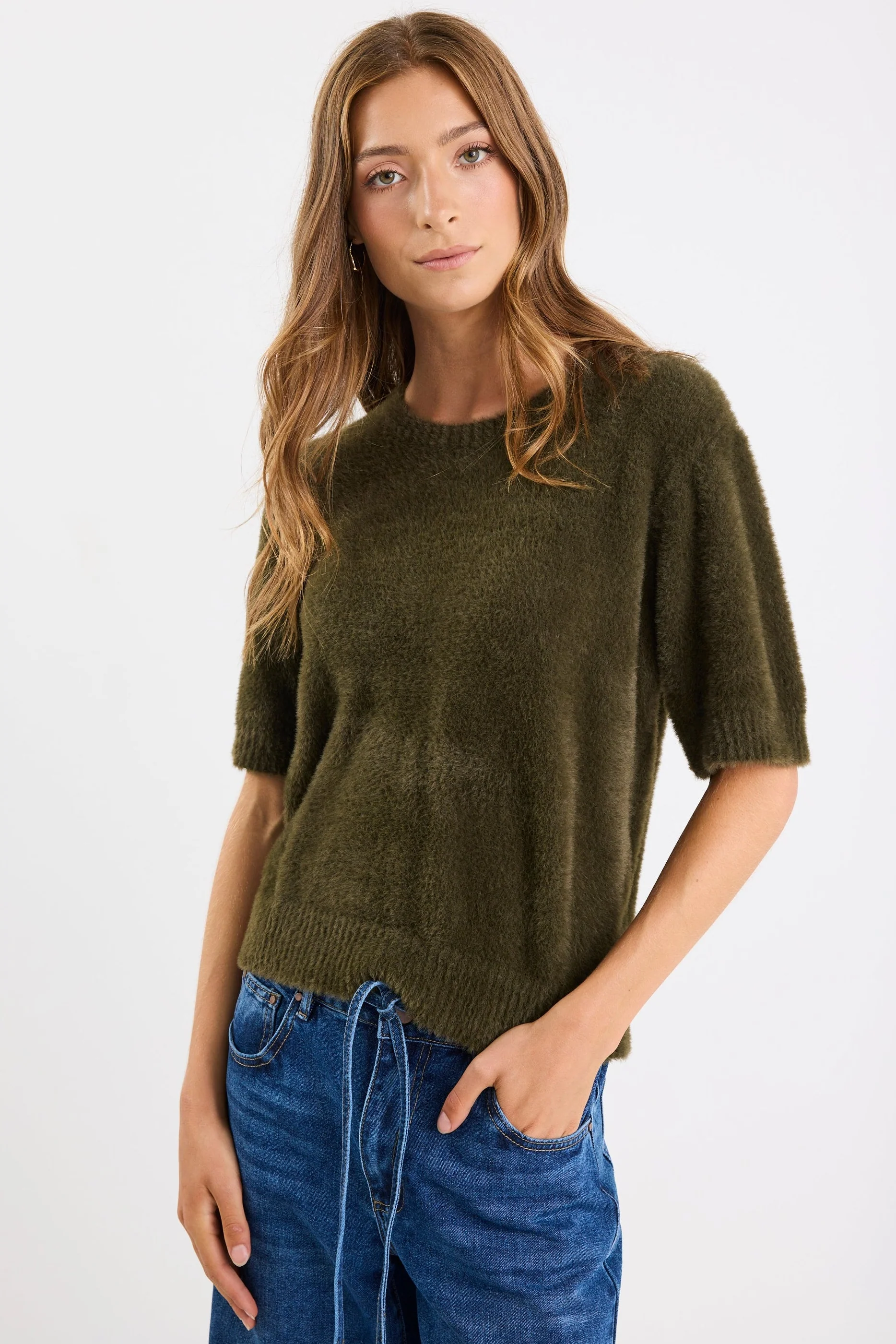 Issue Khaki Fluffy Soft Knit Tee - Image 2