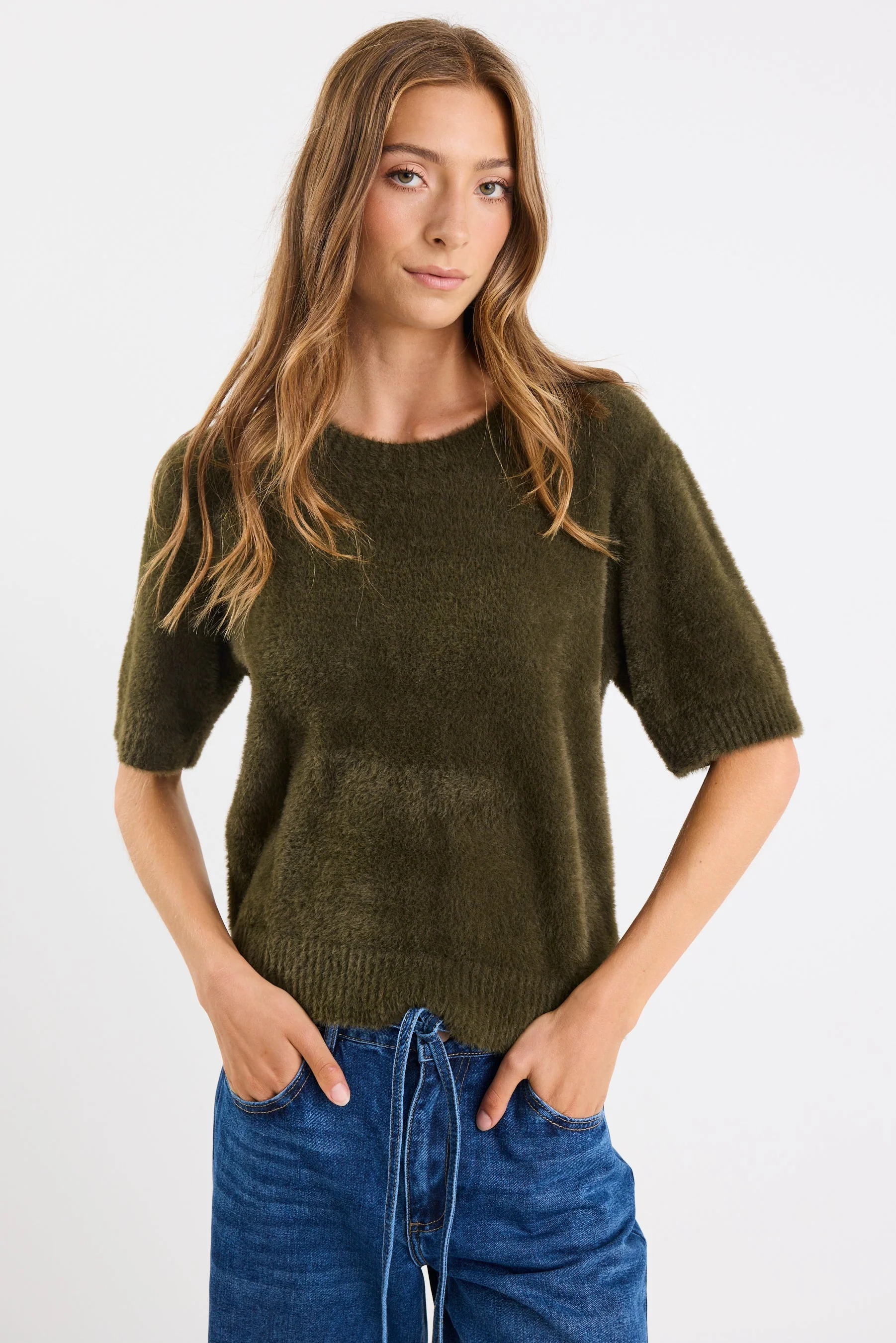 Issue Khaki Fluffy Soft Knit Tee - Image 3