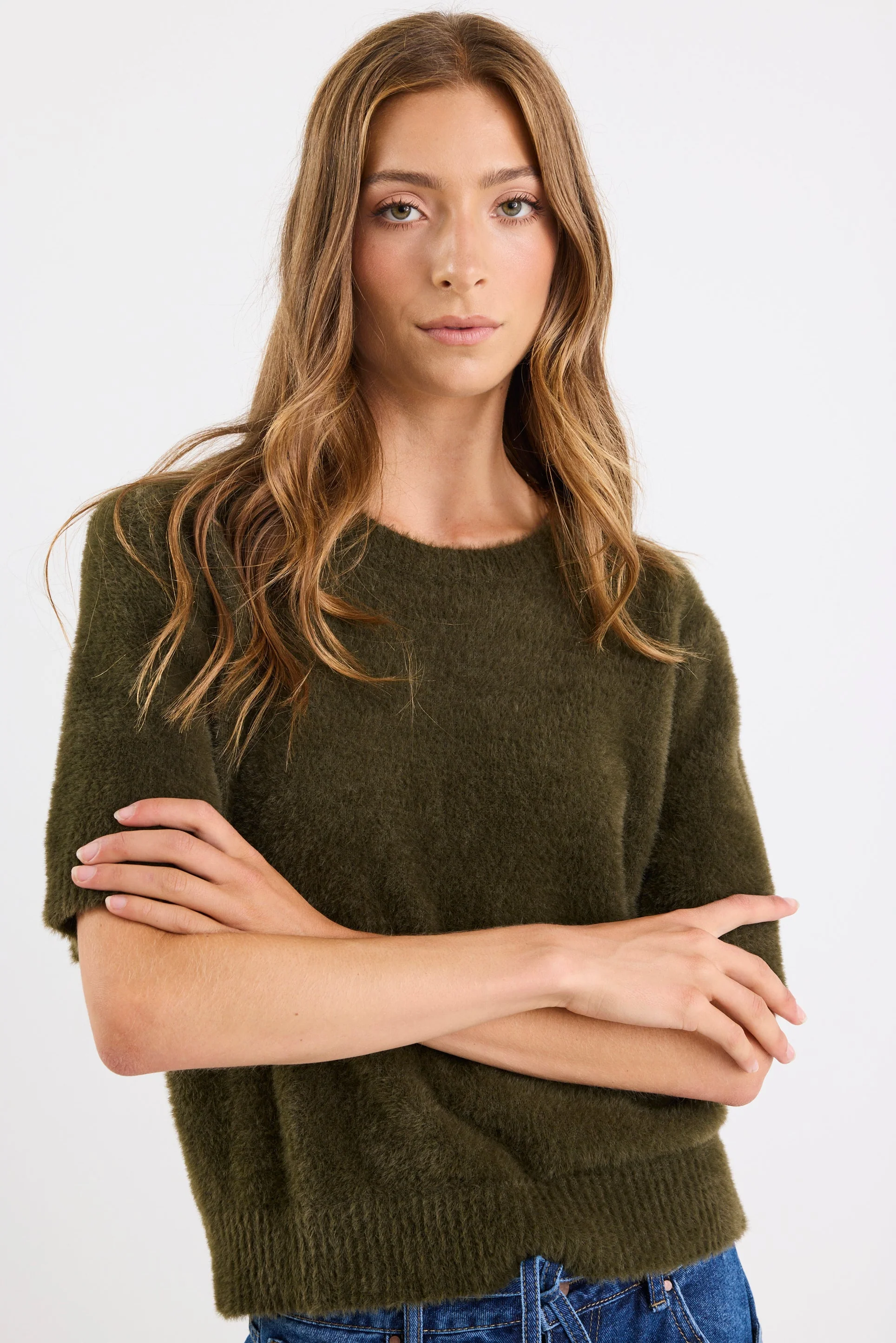 Issue Khaki Fluffy Soft Knit Tee - Image 5