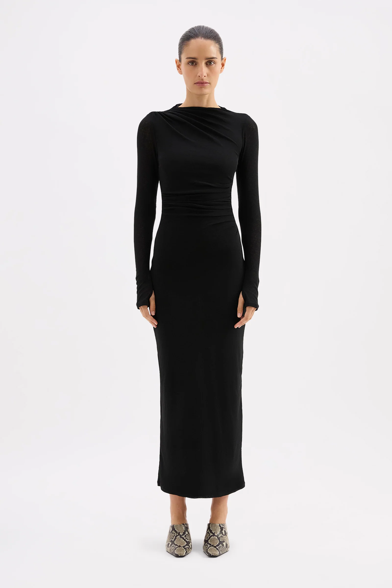 Juniper Black Mesh LS Maxi Dress - Image 2