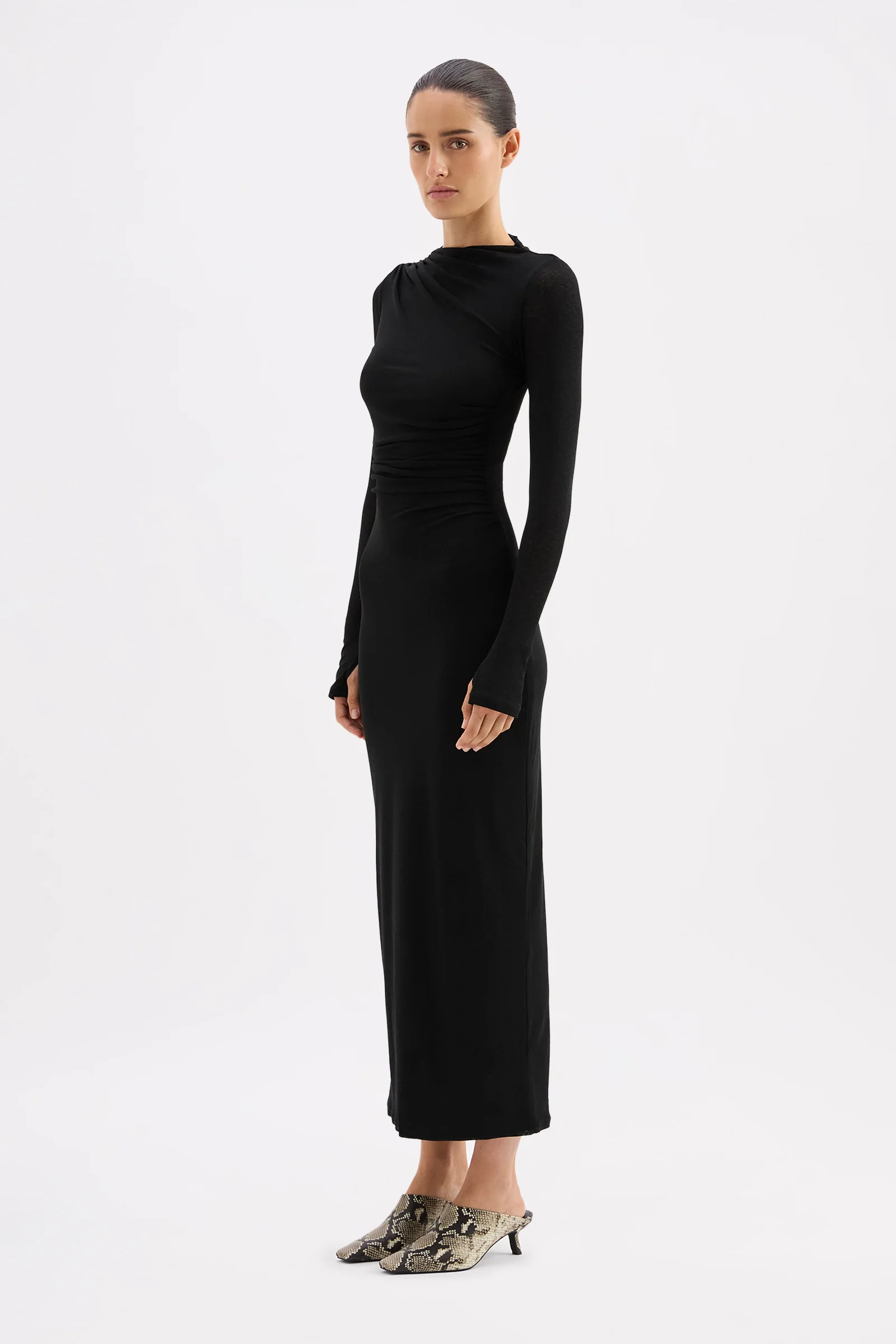 Juniper Black Mesh LS Maxi Dress - Image 4