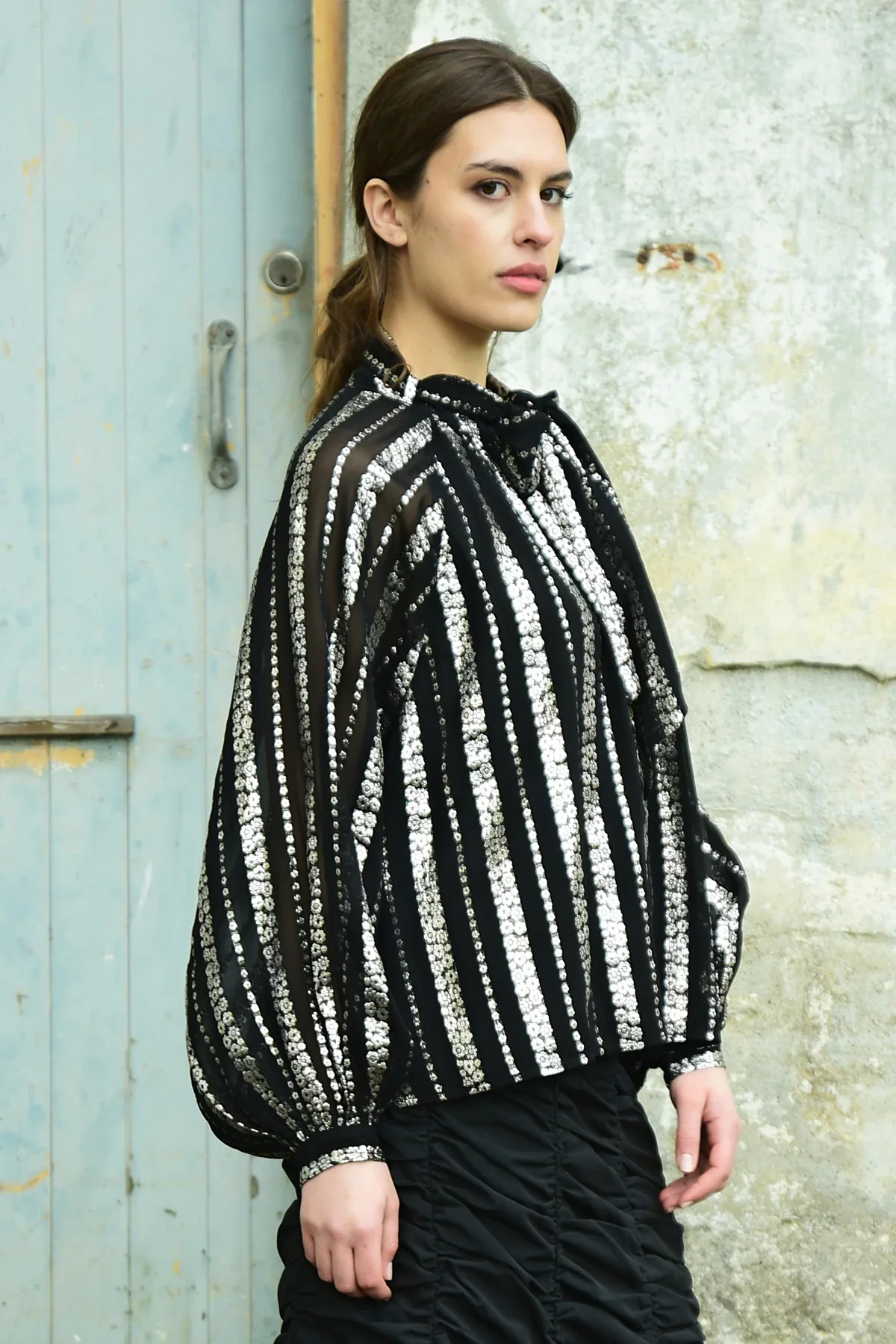 Just Bow With It Black Silver Blouse - Image 3