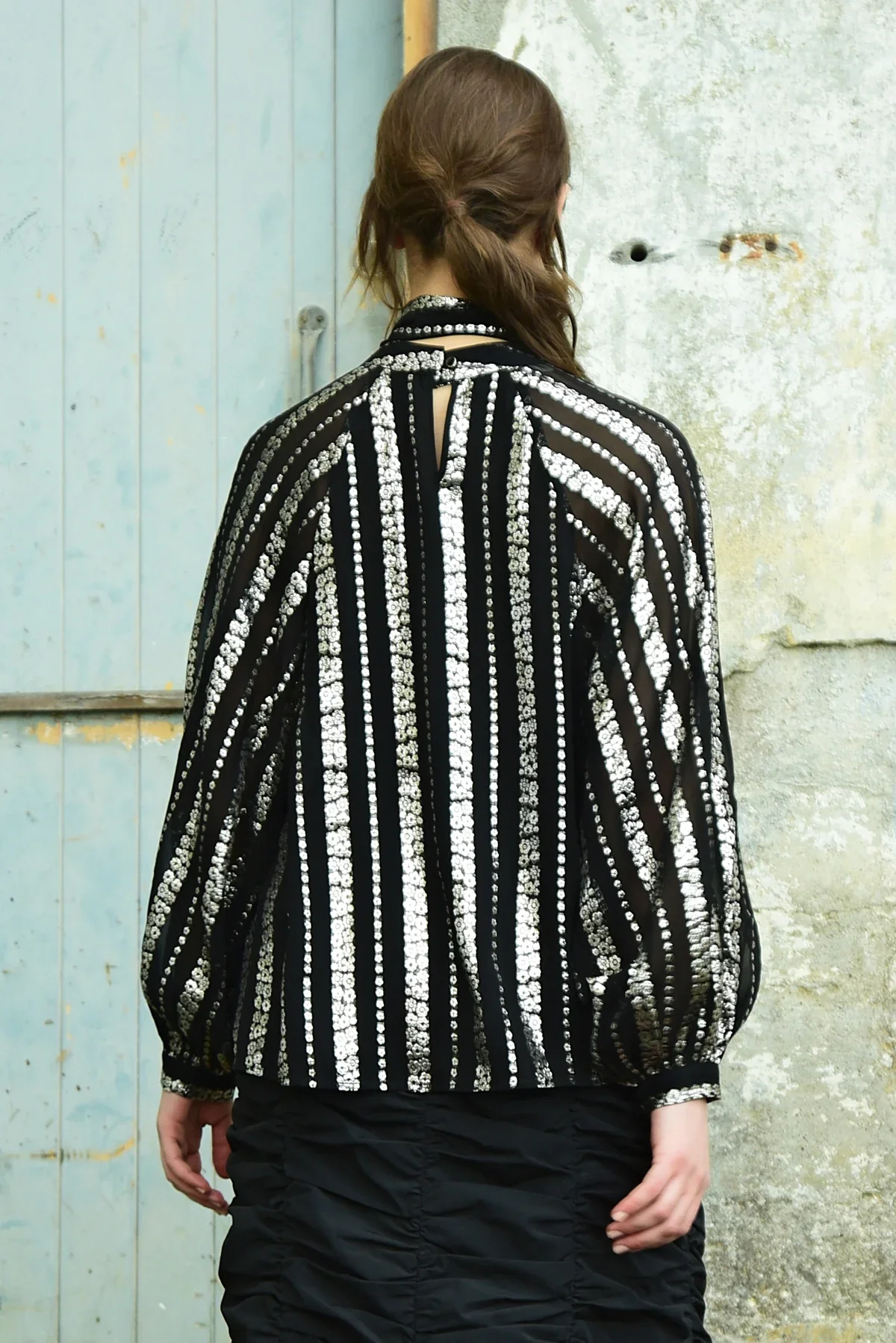 Just Bow With It Black Silver Blouse - Image 4