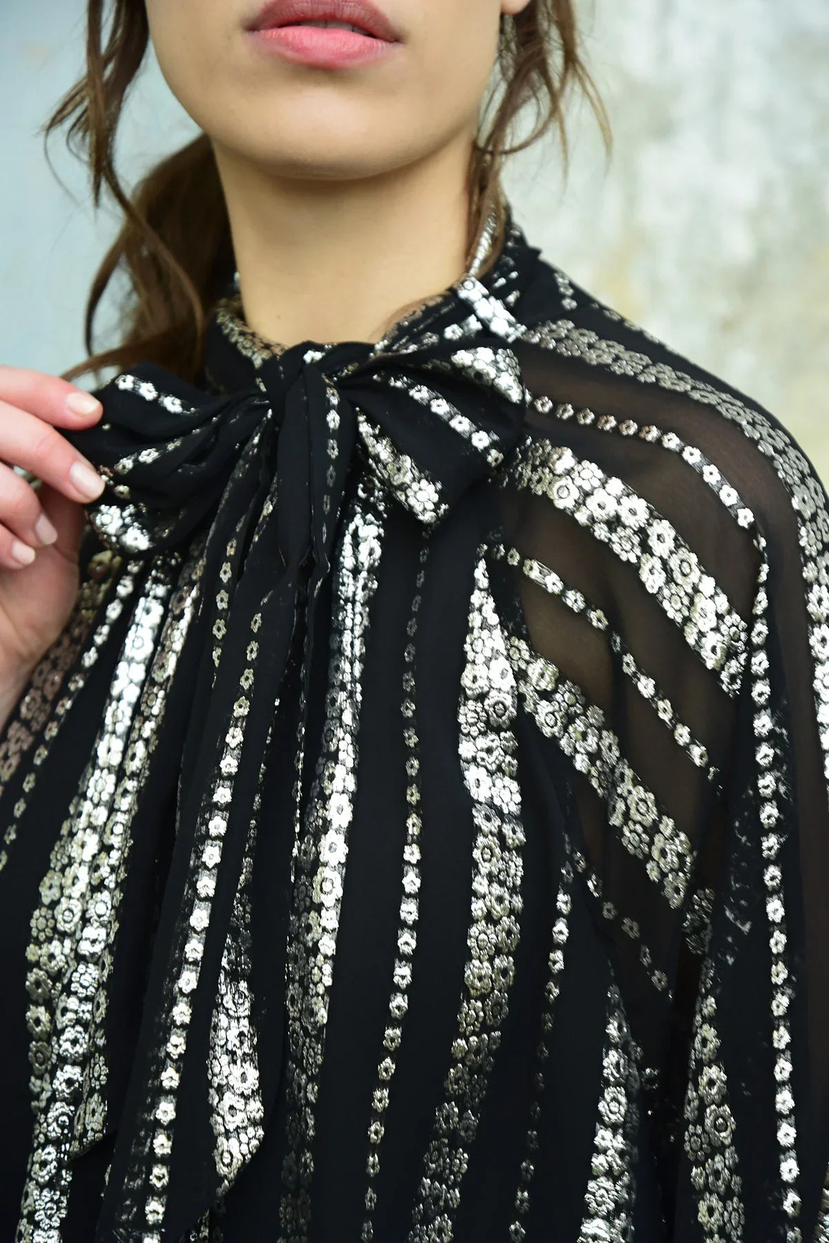 Just Bow With It Black Silver Blouse - Image 5