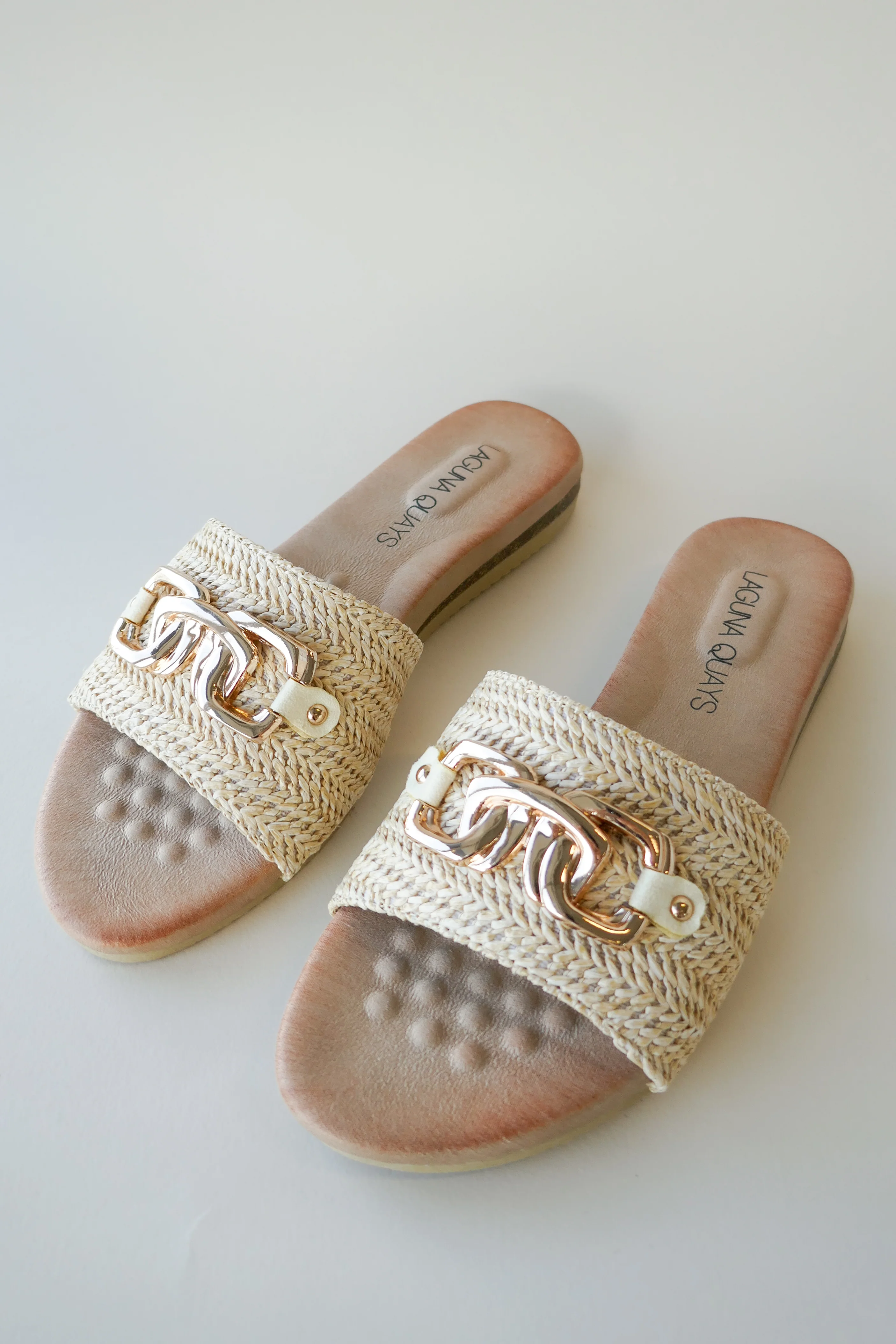 Karmen Beige Raffia Slide - Image 2