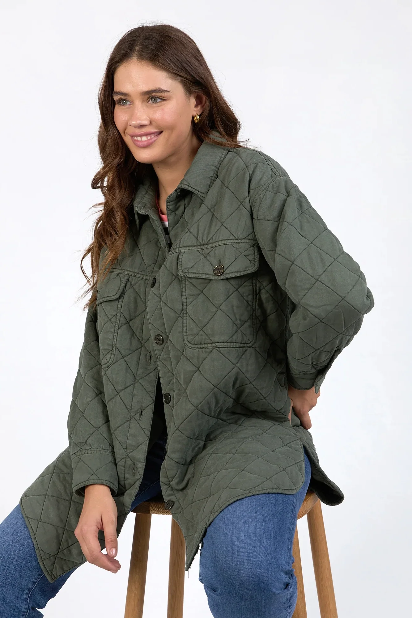 Katie Basil Quilted Long Shacket