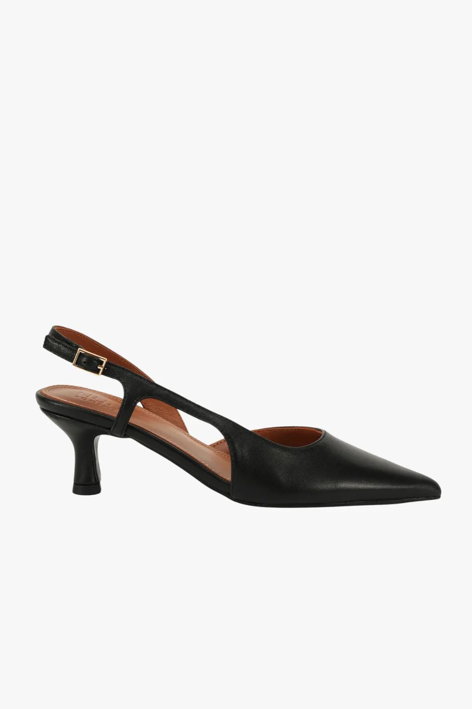 Kaylee Black Leather Pointed Low Heel
