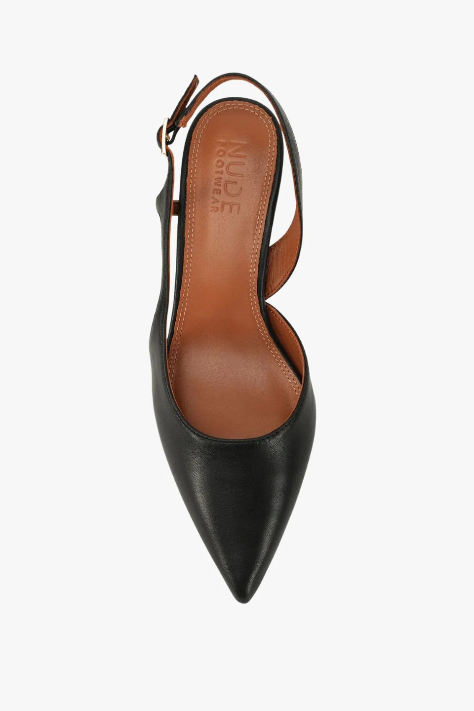 Kaylee Black Leather Pointed Low Heel - Image 2
