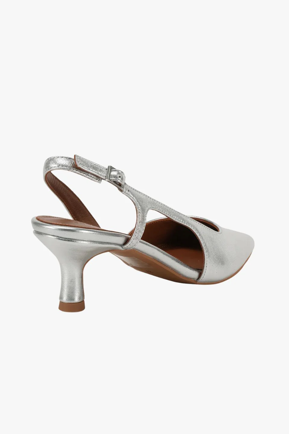 Kaylee Silver Leather Pointed Low Heel - Image 2