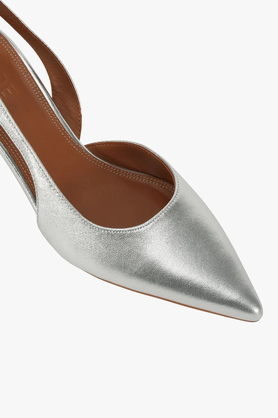 Kaylee Silver Leather Pointed Low Heel - Image 3