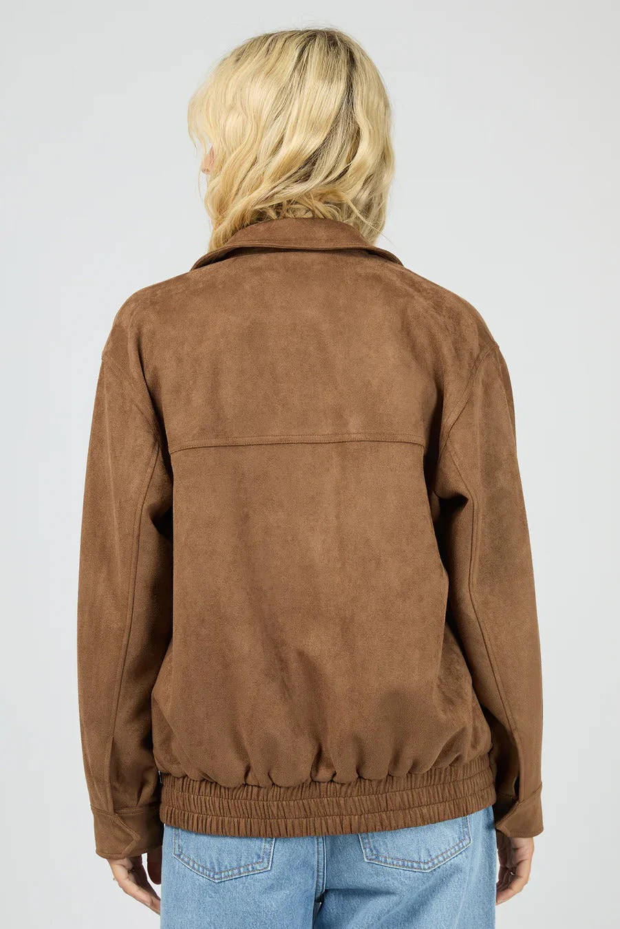 Kira Tan Faux Suede Bomber Jacket - Image 3