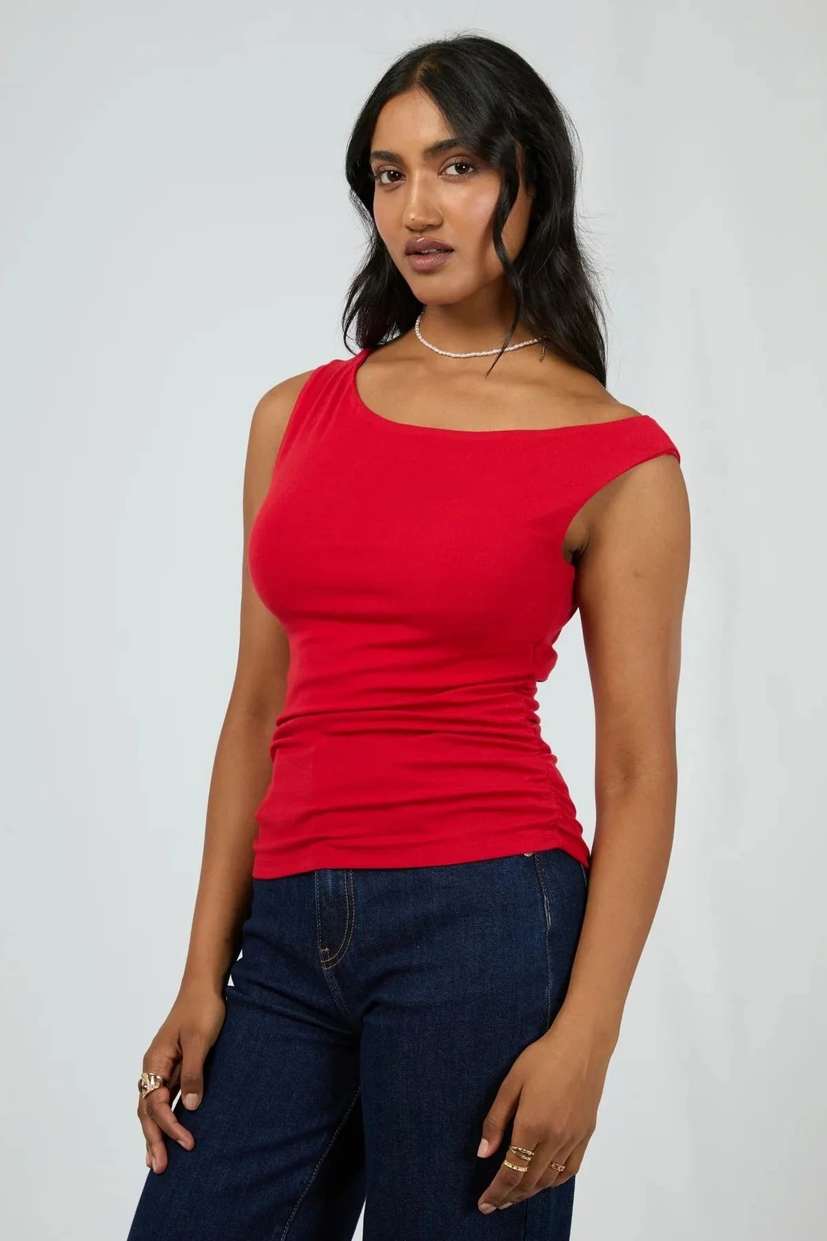 Kylie Red Off Shoulder SS Top - Image 2