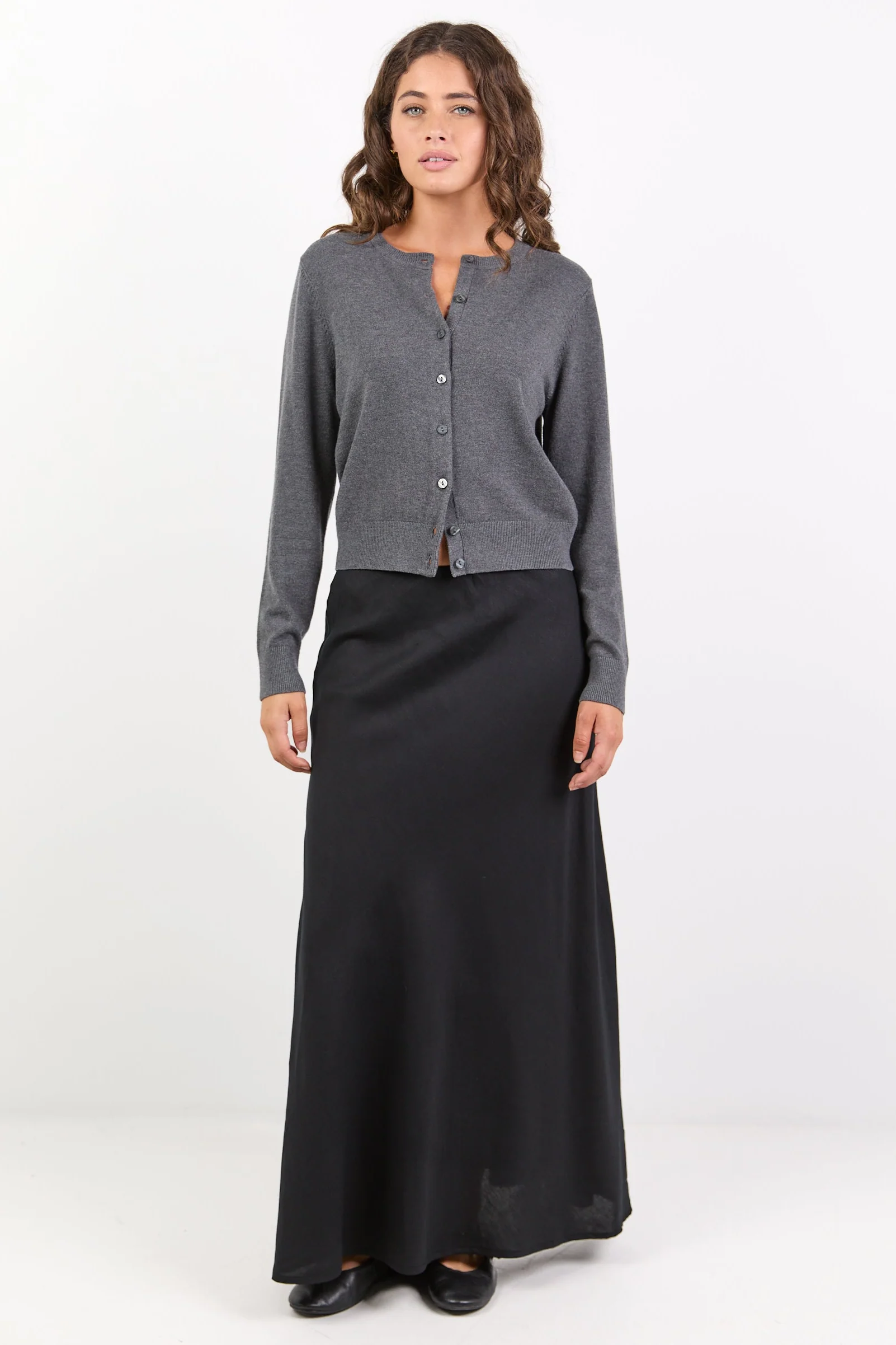 Lagos Black Linen Blend Bias Maxi Skirt - Image 6