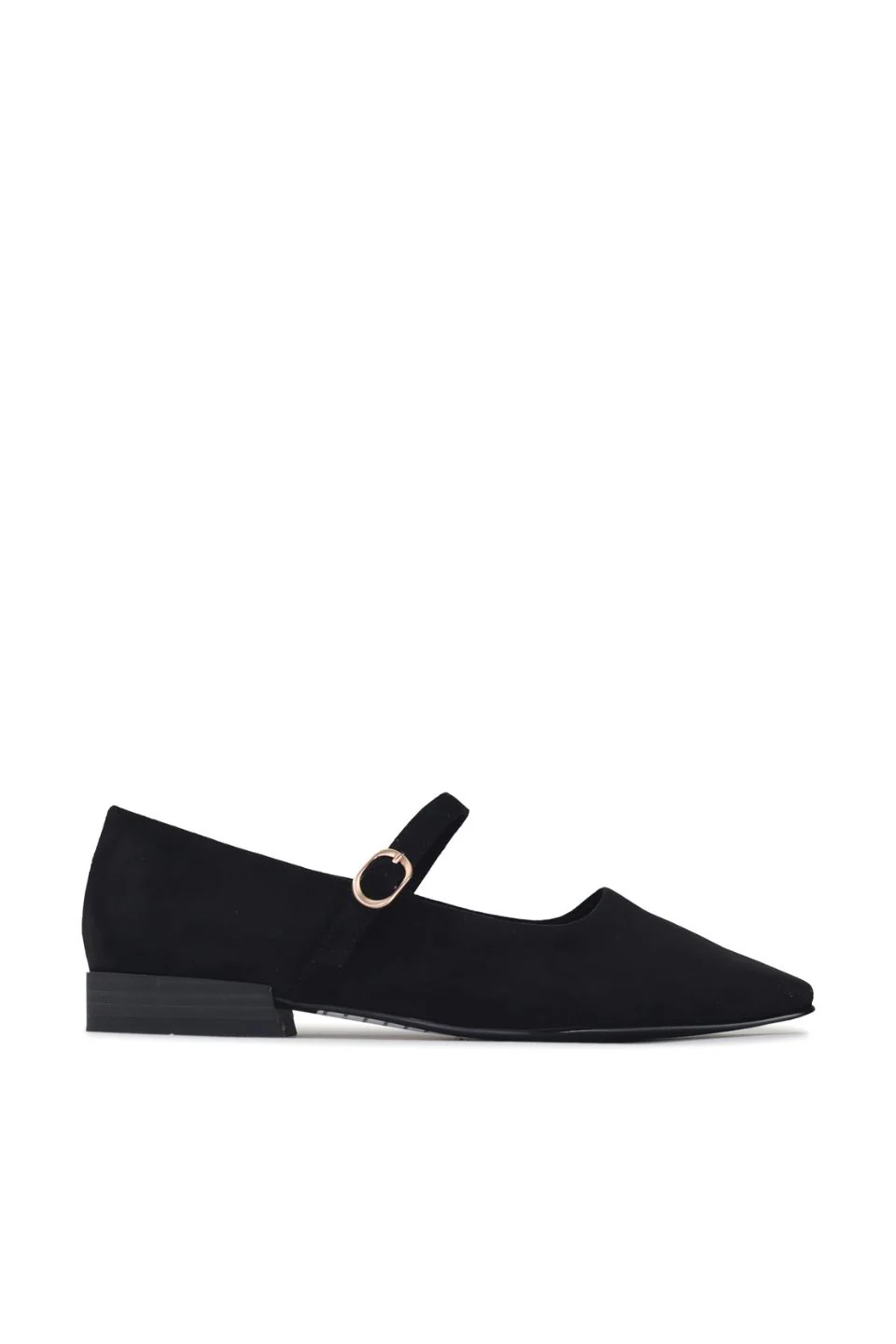 Landara Black Micro Suede Single Strap Ballet Flats