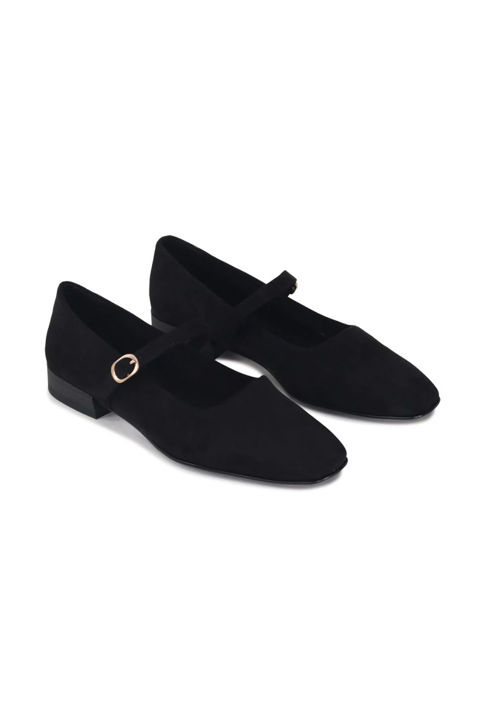 Landara Black Micro Suede Single Strap Ballet Flats - Image 2
