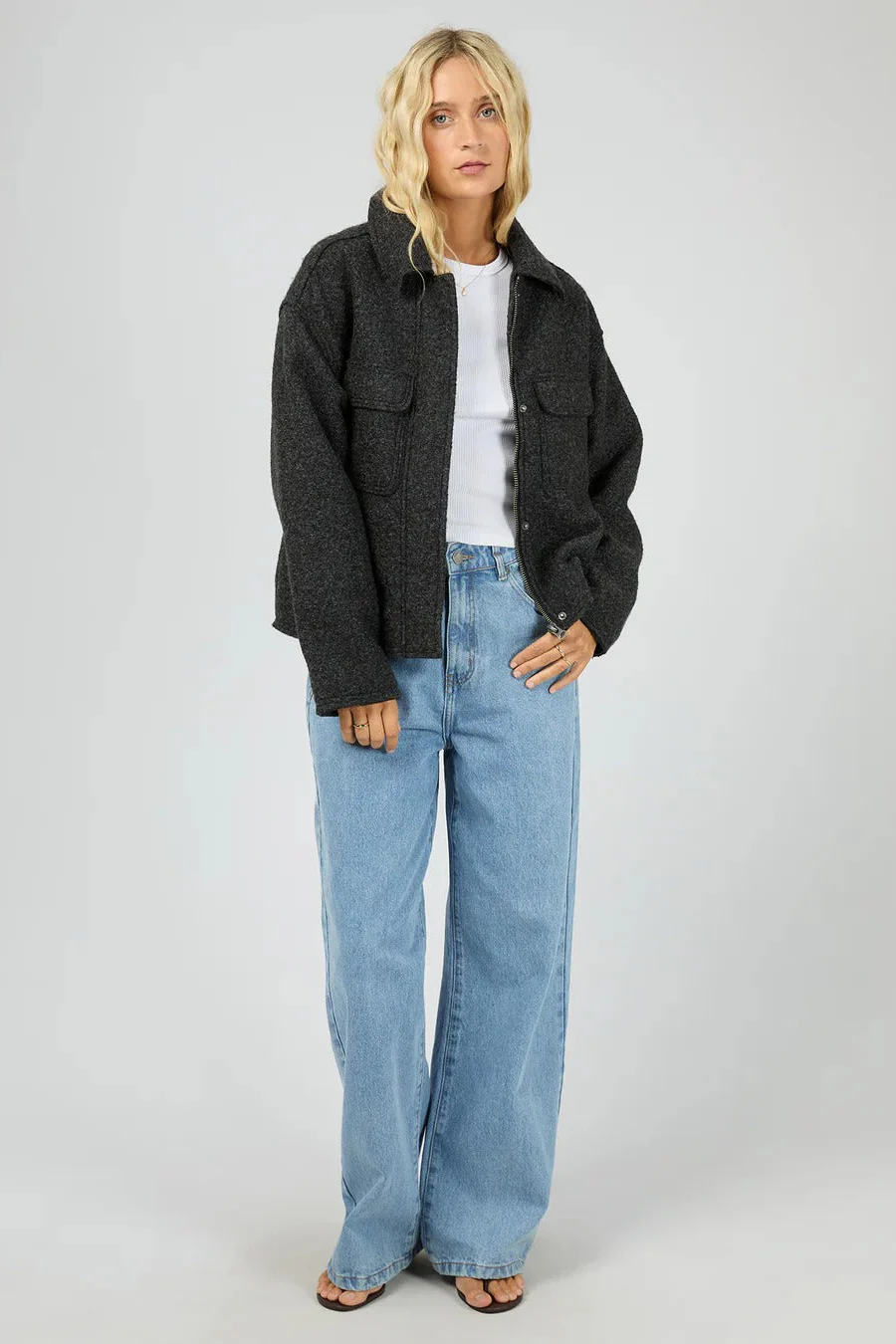 Lane Washed Black Boucle Jacket - Image 3