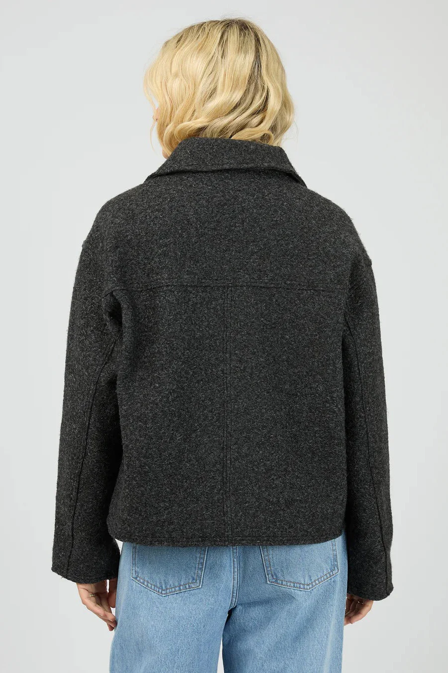 Lane Washed Black Boucle Jacket - Image 4
