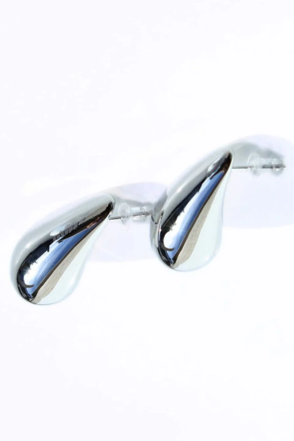Large Silver EOL Tear Drop Earrings - Image 2