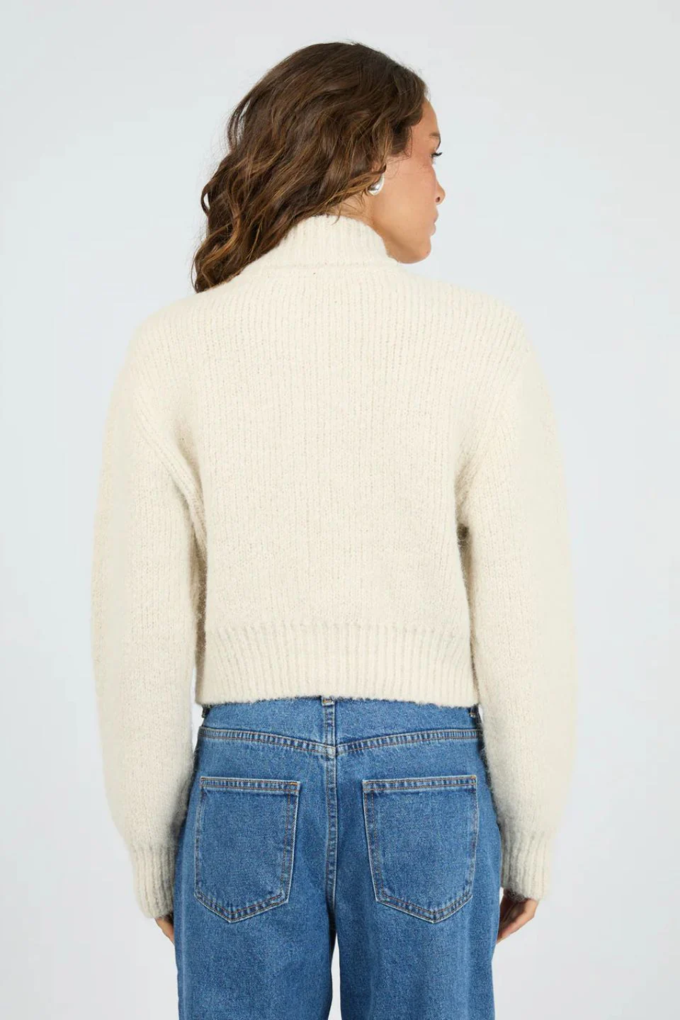 Leila Chalk Wool Blend Zip Thru Knit Jumper - Image 4