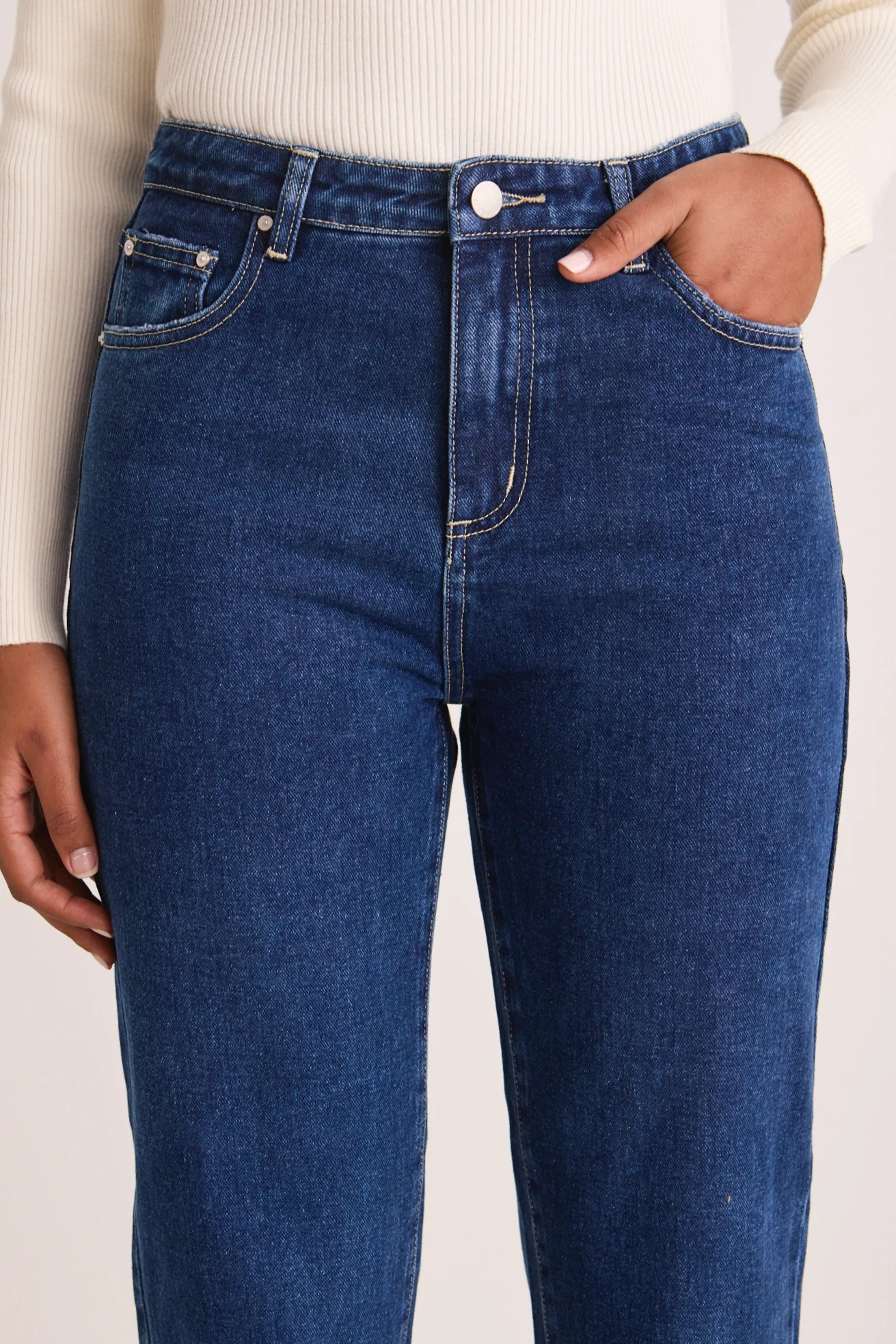 Lexie Dark Blue High Waist Straight Leg Jean - Image 3