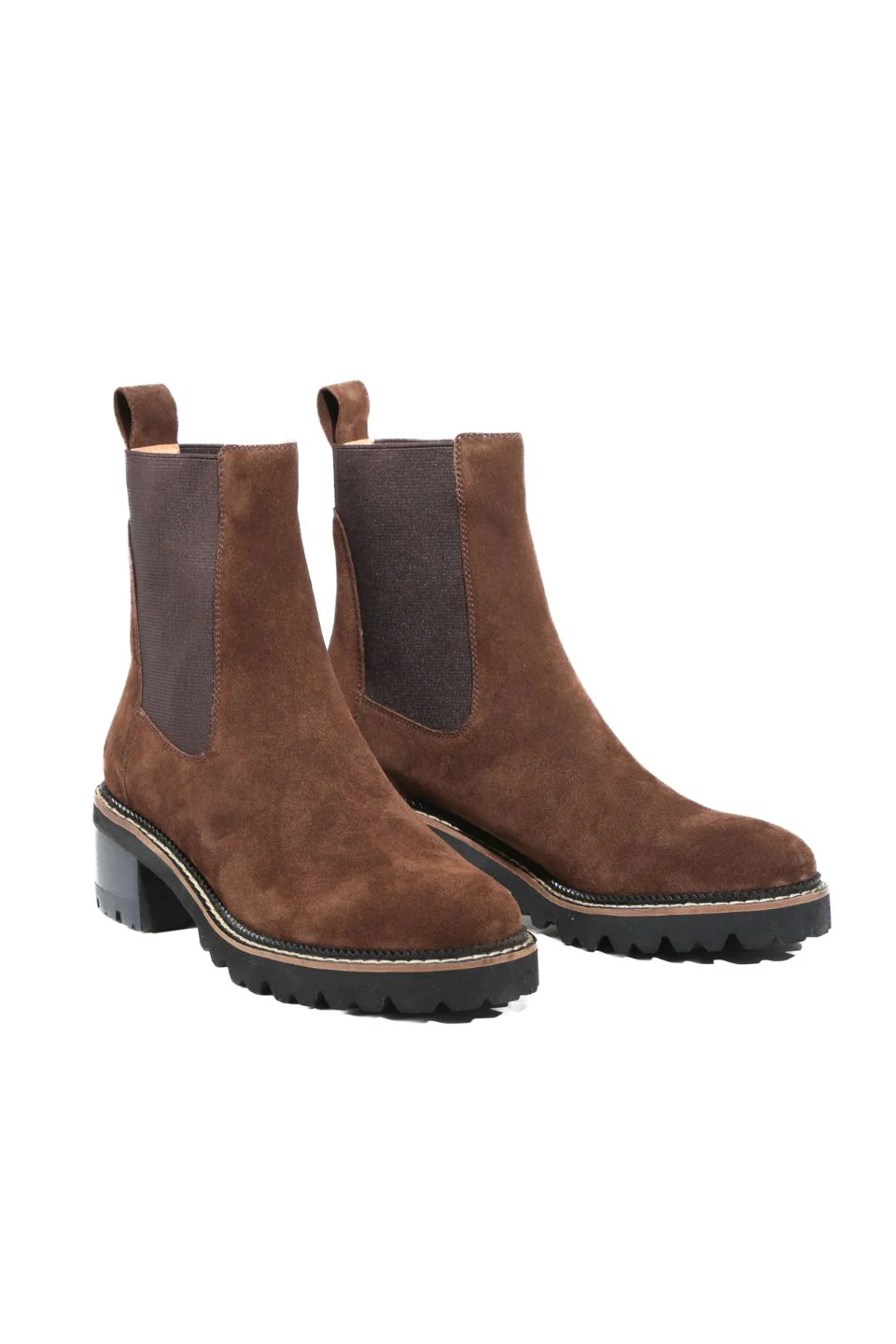 Linear Chestnut Suede Chelsea Elastic Ankle Boot - Image 2