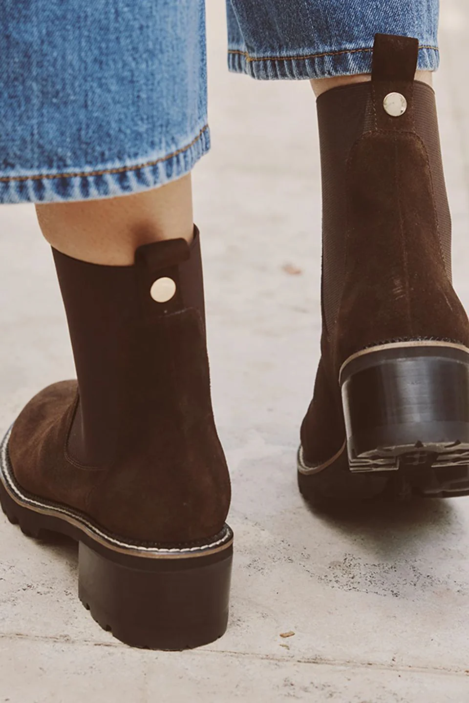 Linear Chestnut Suede Chelsea Elastic Ankle Boot - Image 5