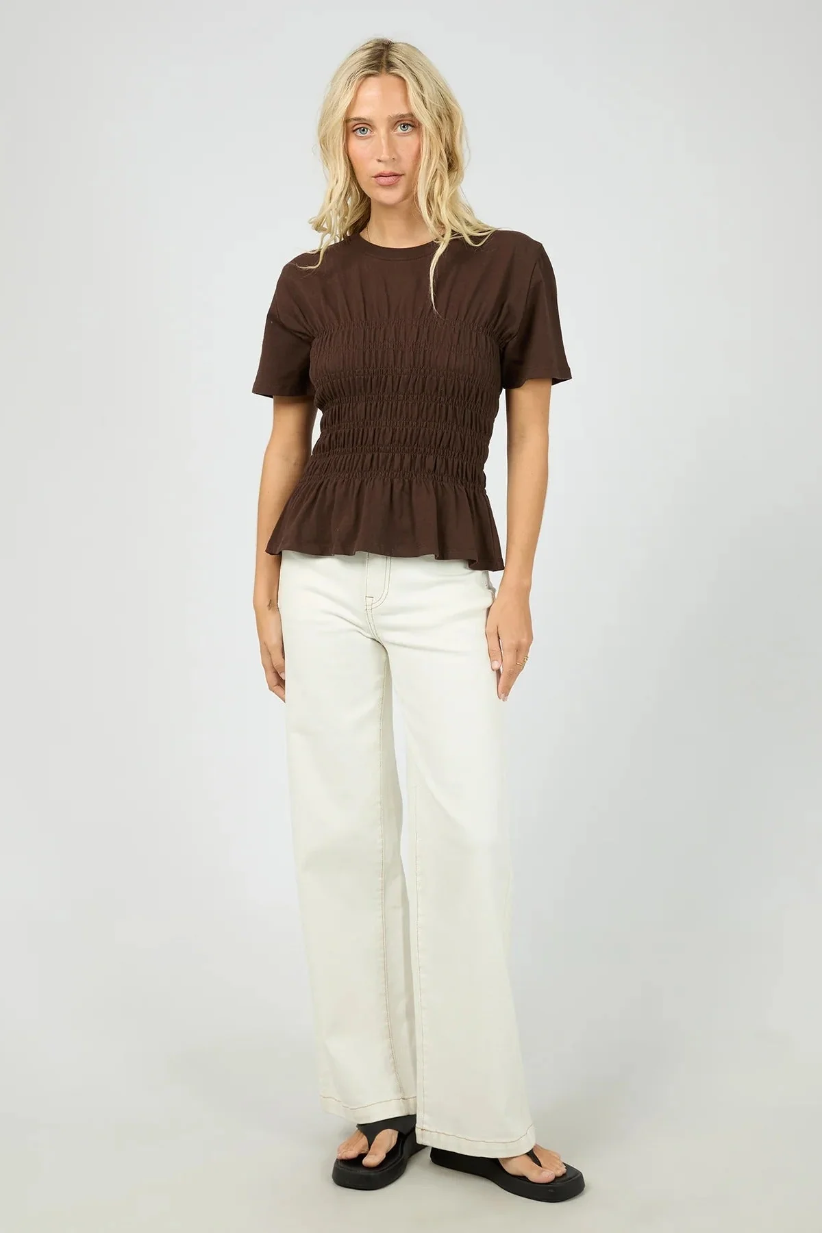 Lipa Ruched Brown SS Top - Image 2