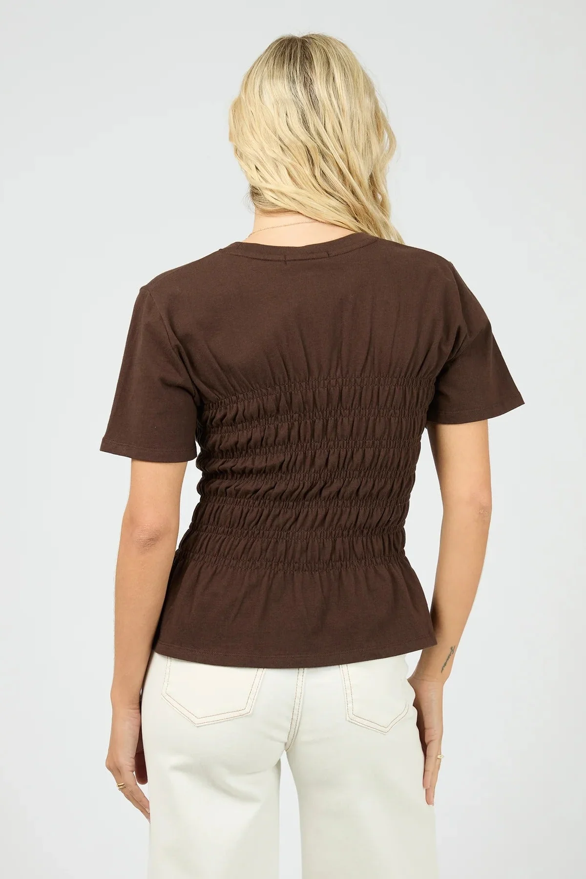 Lipa Ruched Brown SS Top - Image 4