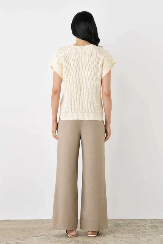 Lobby Parchment Linen Blend SS Knit Top - Image 5