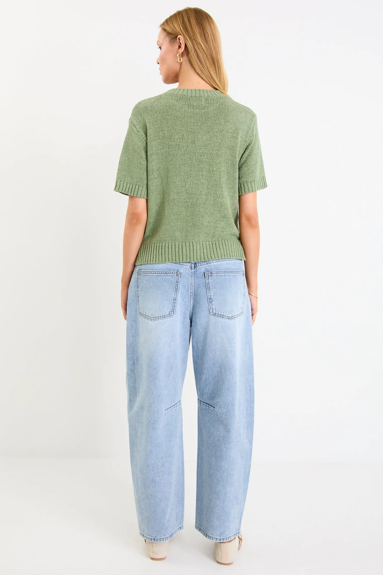 Loveable Sage Tape Yarn Knit Tee - Image 4