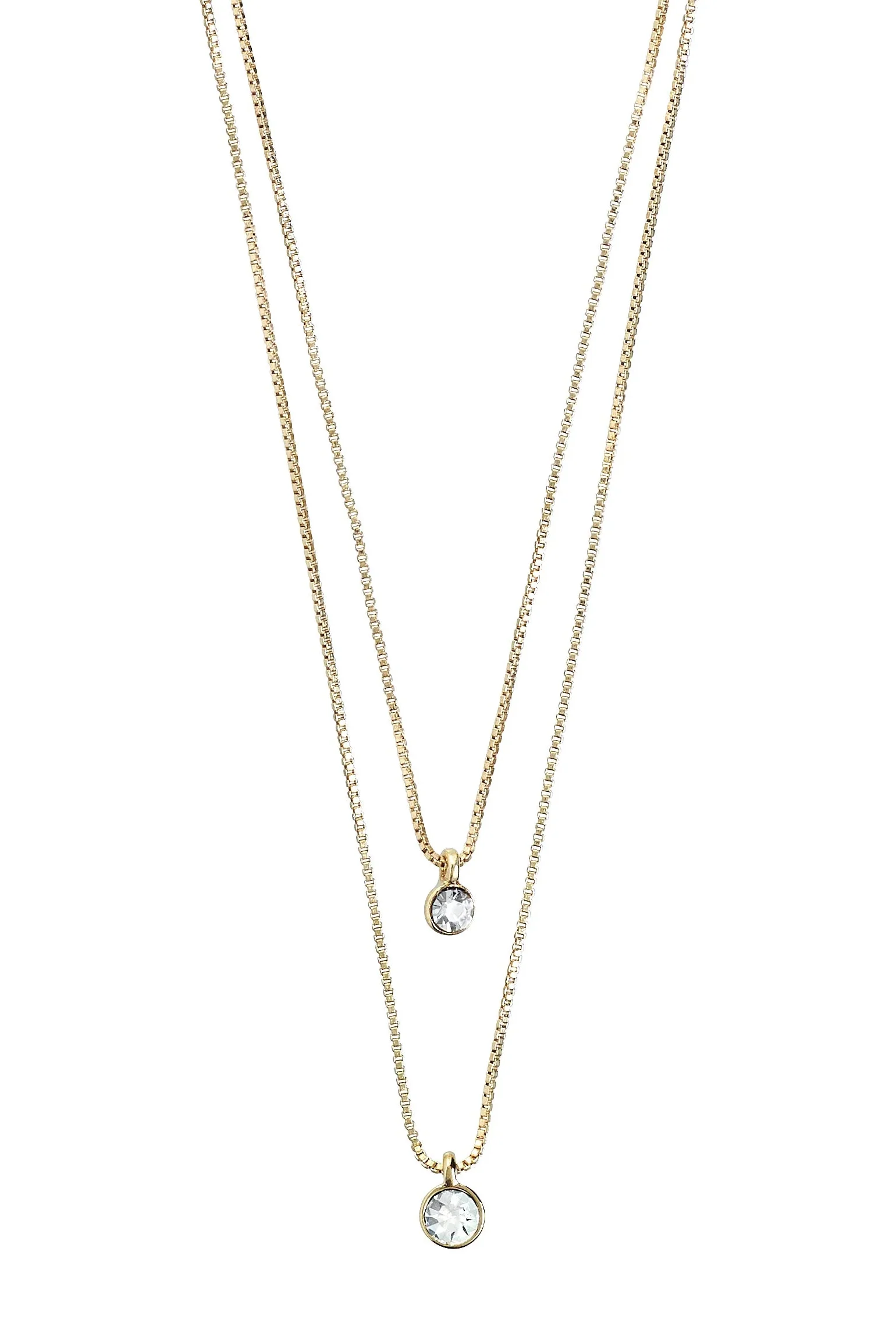 Lucia Pi Gold Double Necklace with Crystal - Image 3