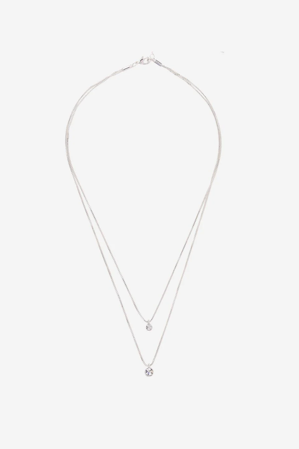 Lucia Pi Silver Double Necklace with Crystals - Image 3