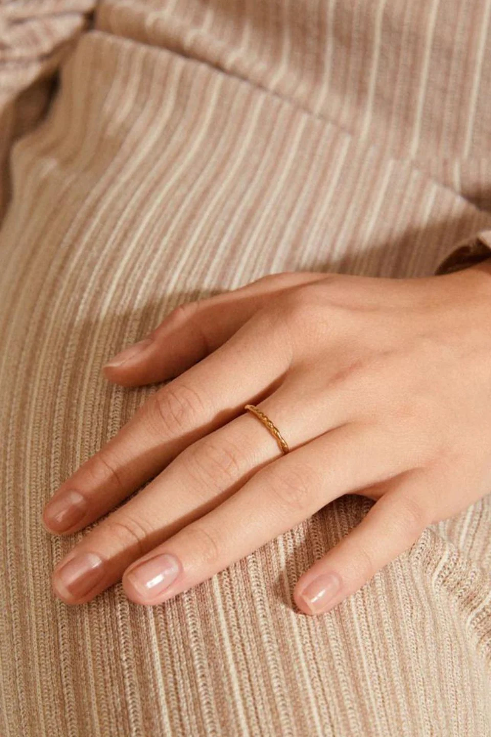 Lulu Recycled Chain StackGold Plated EOL Ring - Image 2