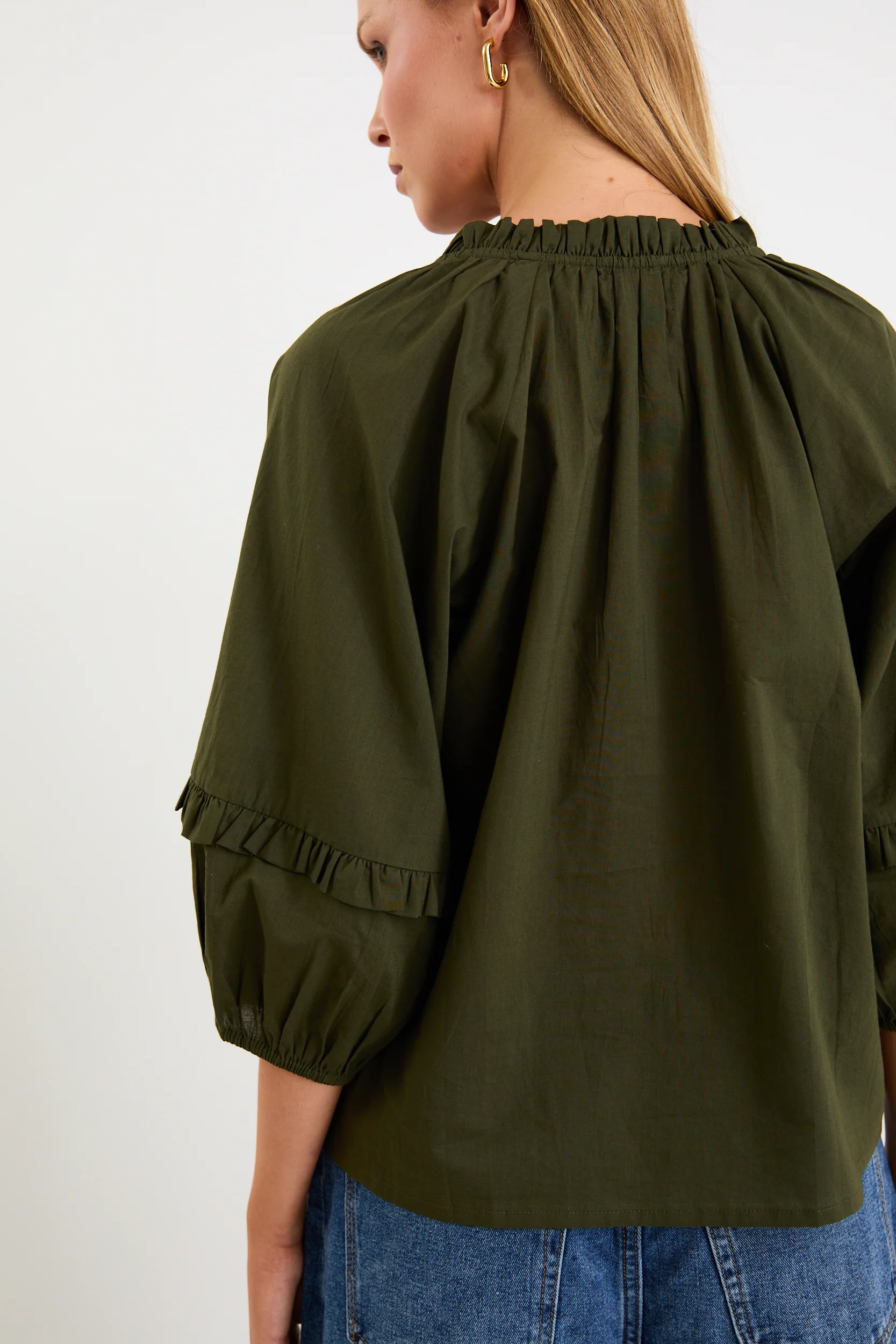 Luminary Olive Voile Tie Front SS Top - Image 5
