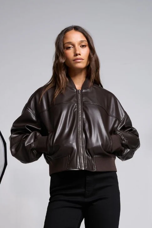 Luxe Chocolate Bomber Jacket - Image 2