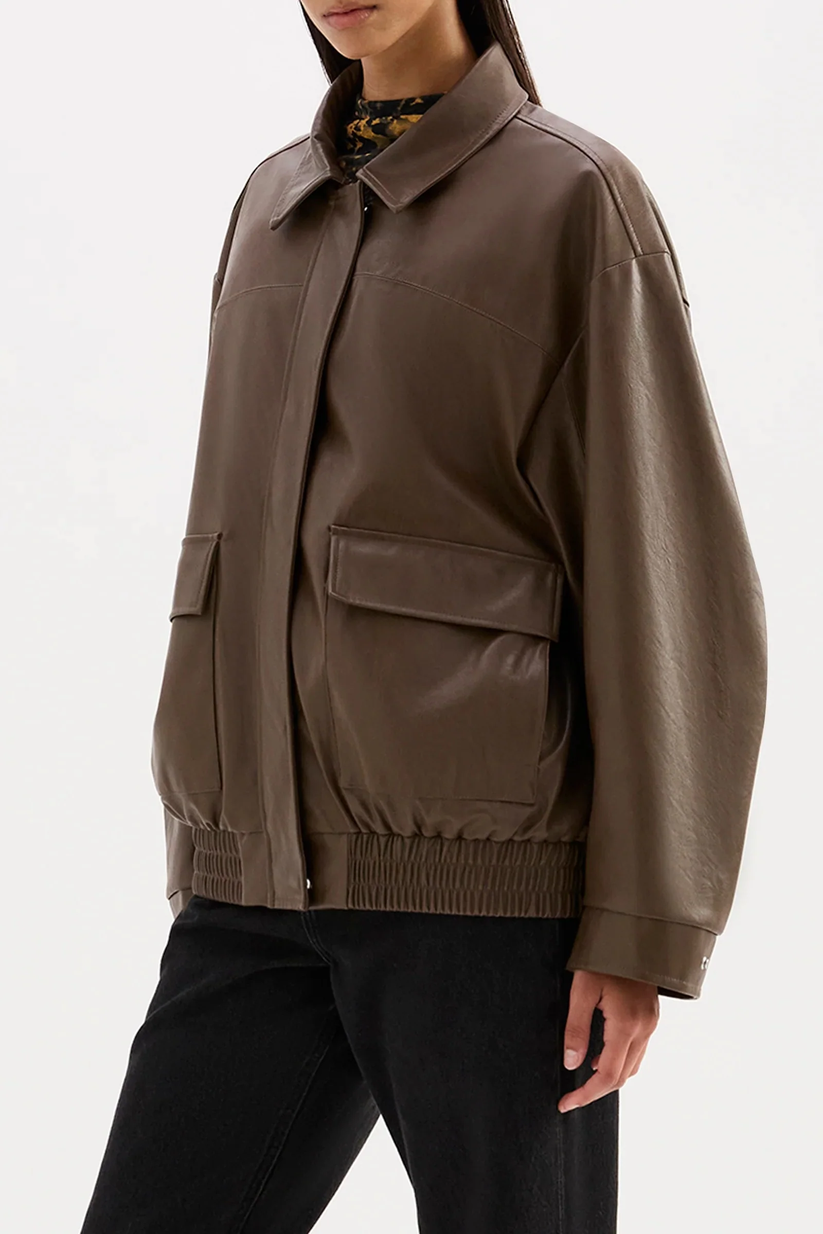 Lyla Umber Chocolate Vegan Leather Jacket - Image 5