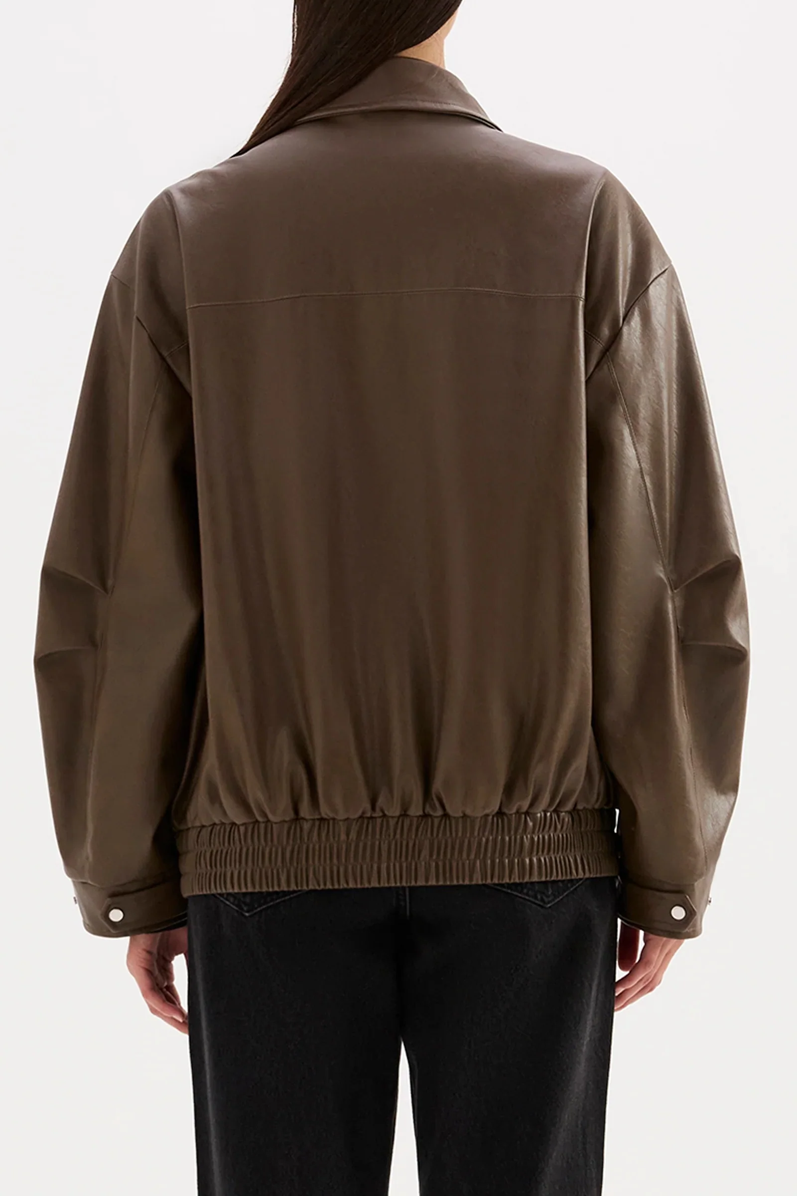 Lyla Umber Chocolate Vegan Leather Jacket - Image 6