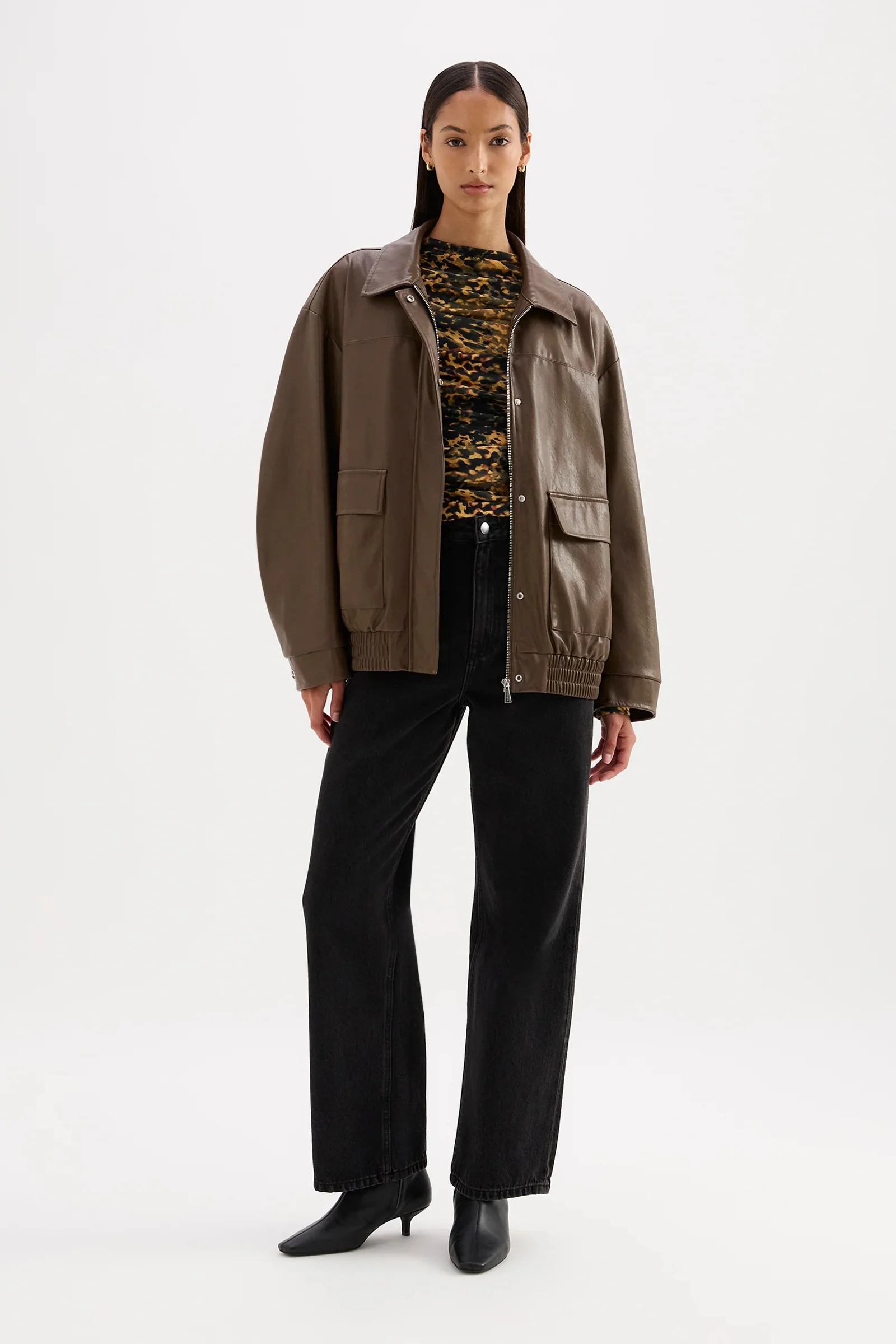 Lyla Umber Chocolate Vegan Leather Jacket - Image 7