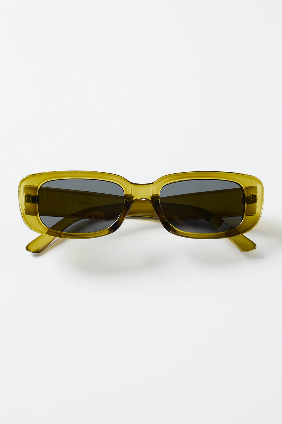 Malibu Olive Mist Narrow Rectangular Sunglasses - Image 5